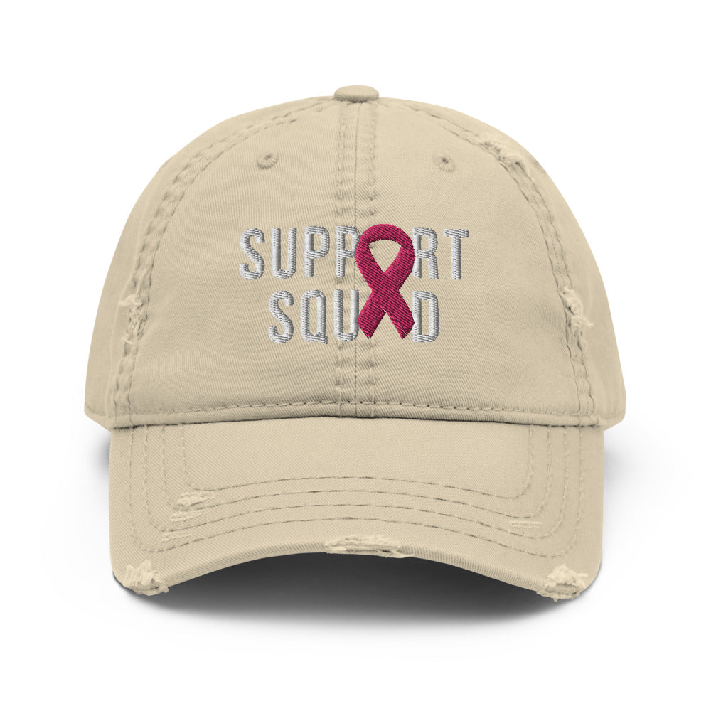 Breast Cancer Warrior Support Squad Breast Cancer Awareness Distressed Dad Hat