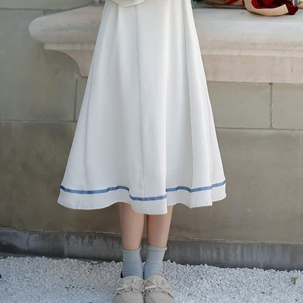 Elegant White Sailor Dress