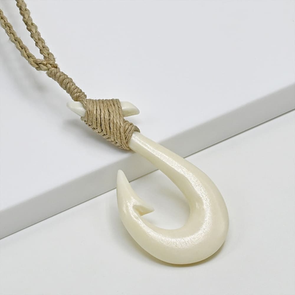  Swimmi Hand Carved Bone Fish Hook Necklace, Handmade Abalone  Necklace, Waxed Cord Fish Hook Bone Necklace for Women Men Jewelry EA360 :  Clothing, Shoes & Jewelry