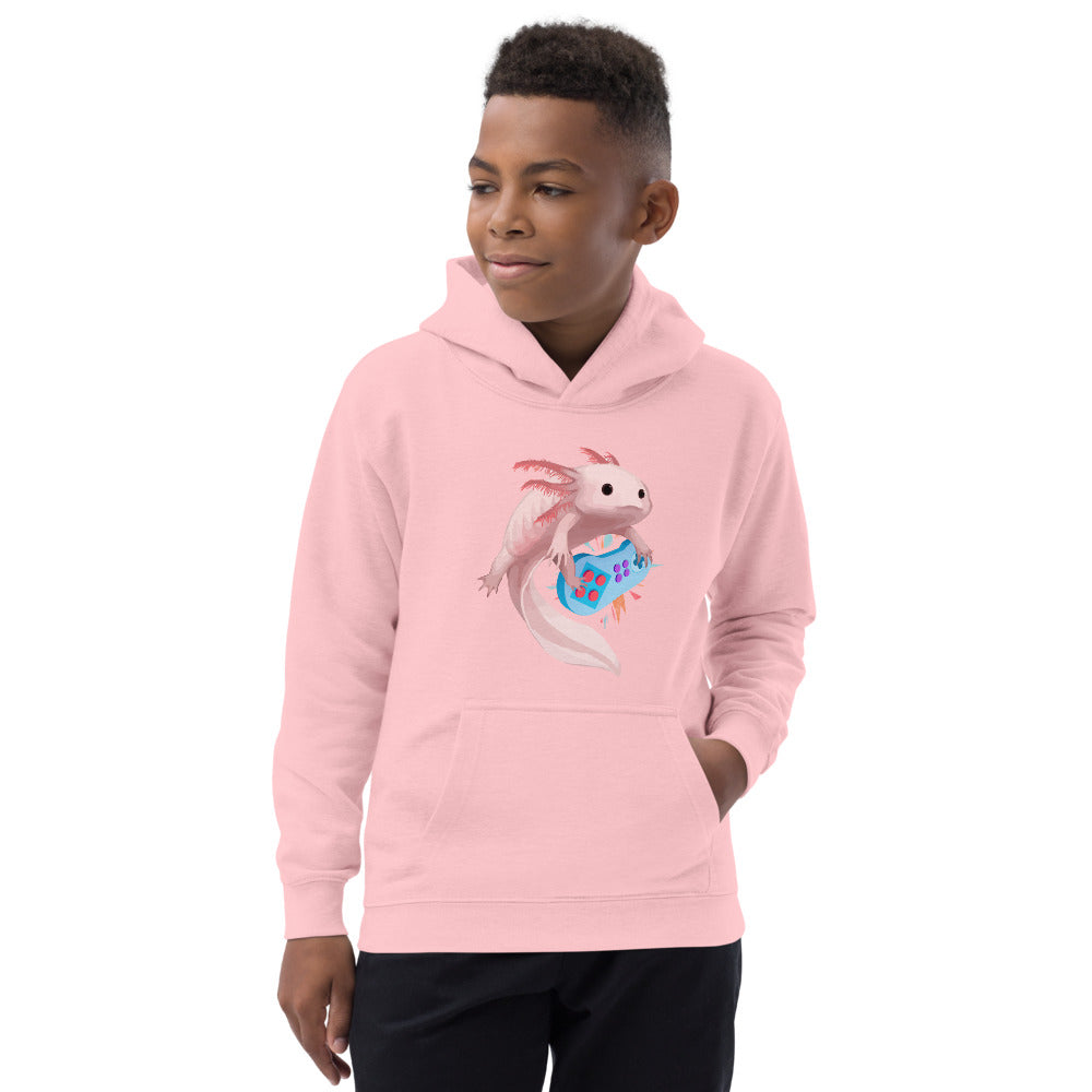 Axolotl Playing Video Games Kid&#39;s Hoodie, Axolotl Fish Kids Hoodie, Axolotl Lover Gift, Axolotl Kids Hoodie, Axolotl Gaming Kids Hoodie - Madeinsea©