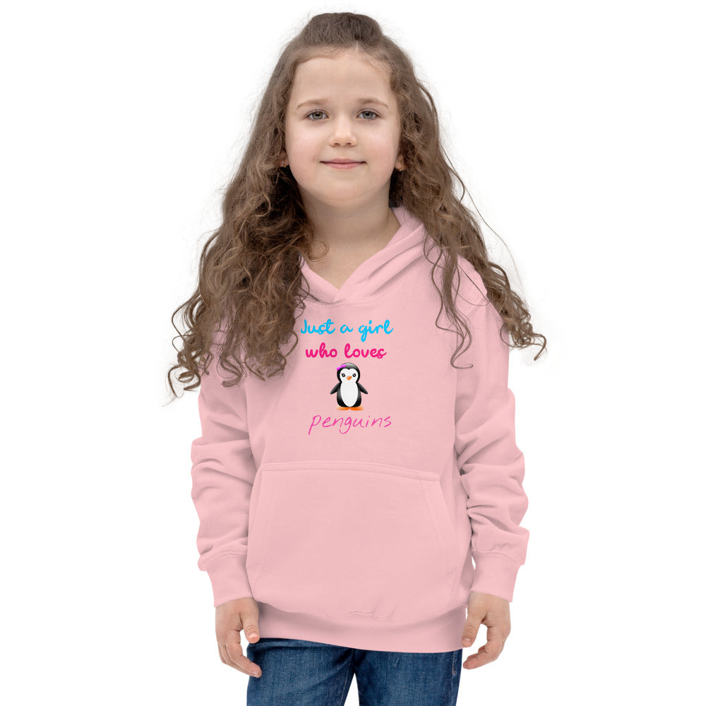 Just a girl who loves penguins Kids Hoodie, Girl Penguin Hoodie, Kids Penguin Hoodie, Penguin gift for girls, Girls Penguin Gift - Madeinsea©