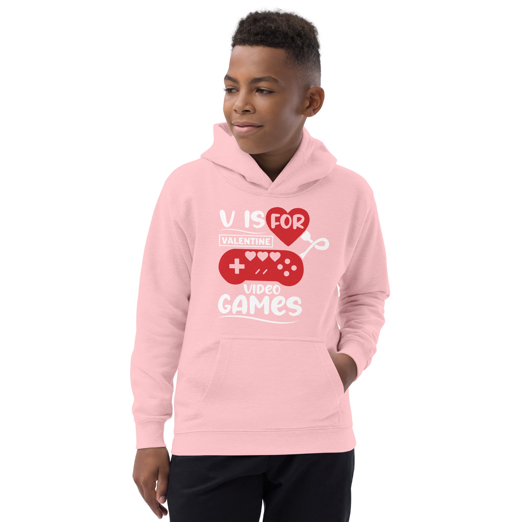 V is for Video Games, Video Game Valentine Kids Hoodie, Boys Valentine Shirt, Boys Valentines Hoodie, Kids Valentines Day, Kids Valentine - Madeinsea©