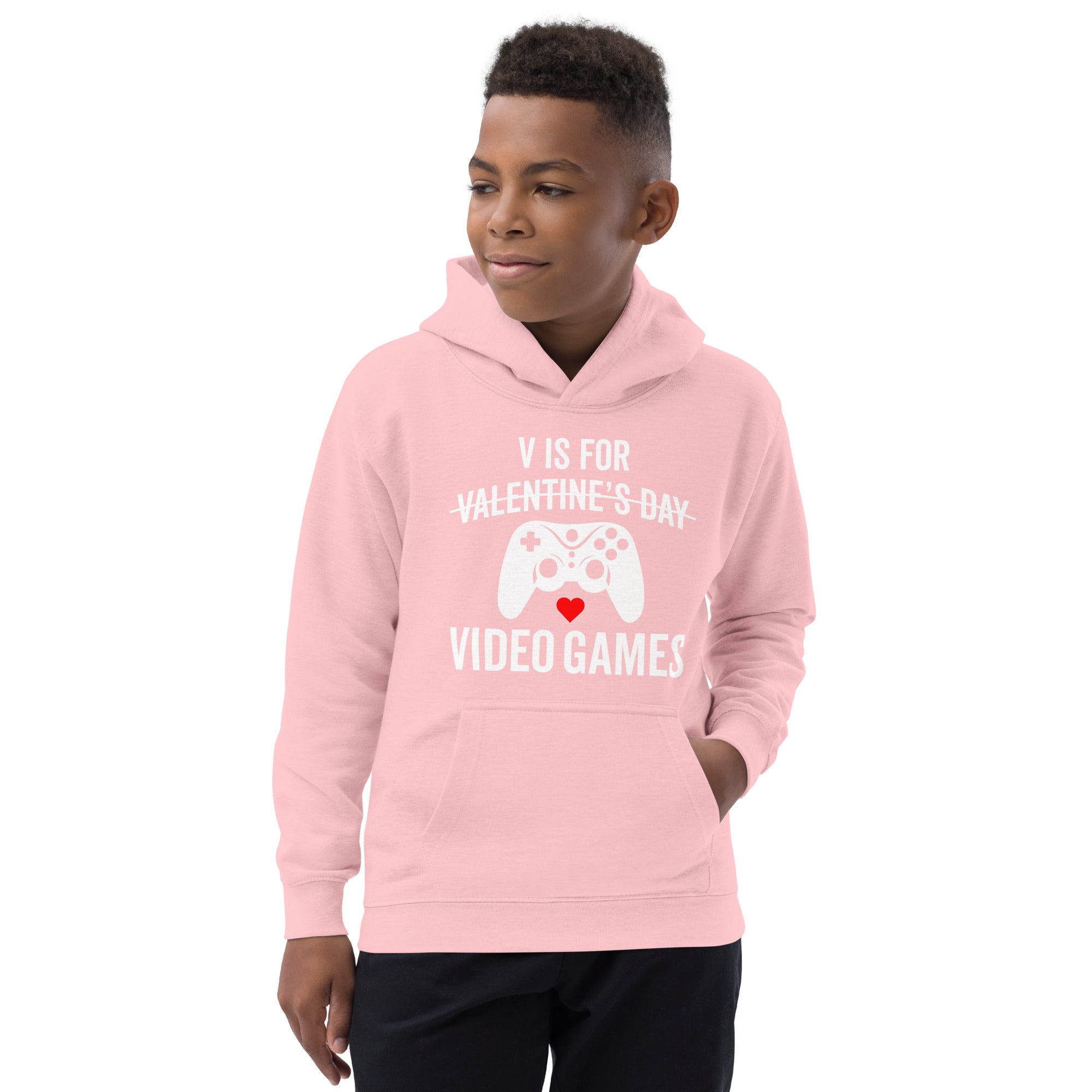 V is for Video Games, Video Game Kids Hoodie, Kids Valentine Shirt, Boys Valentines Day Hoodie, Kids Valentine Day Gifts, Kids Valentines - Madeinsea©