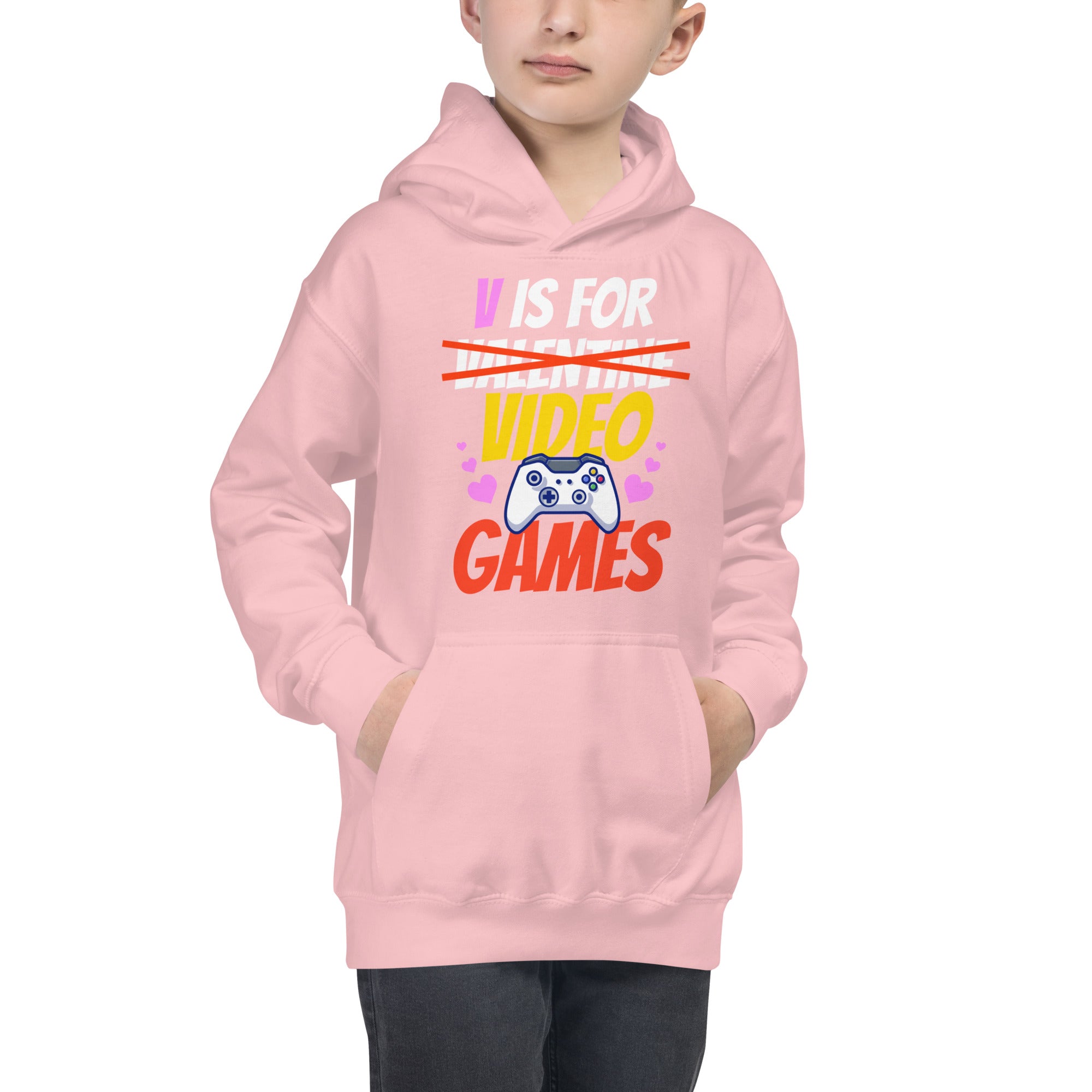 V is for Video Games, Video Game Kids Hoodie, Boys Valentine Shirt, Boys Valentines Day Gifts, Kids Valentine Day Hoodie, Kids Valentine - Madeinsea©