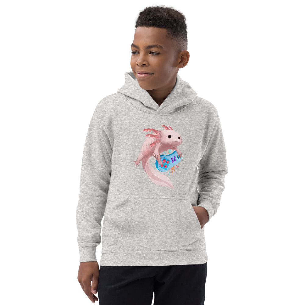 Axolotl Playing Video Games Kid&#39;s Hoodie, Axolotl Fish Kids Hoodie, Axolotl Lover Gift, Axolotl Kids Hoodie, Axolotl Gaming Kids Hoodie - Madeinsea©