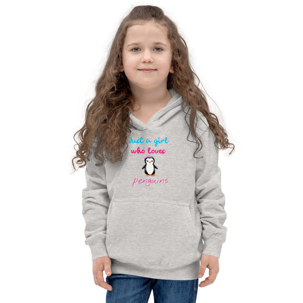 Just a girl who loves penguins Kids Hoodie, Girl Penguin Hoodie, Kids Penguin Hoodie, Penguin gift for girls, Girls Penguin Gift - Madeinsea©