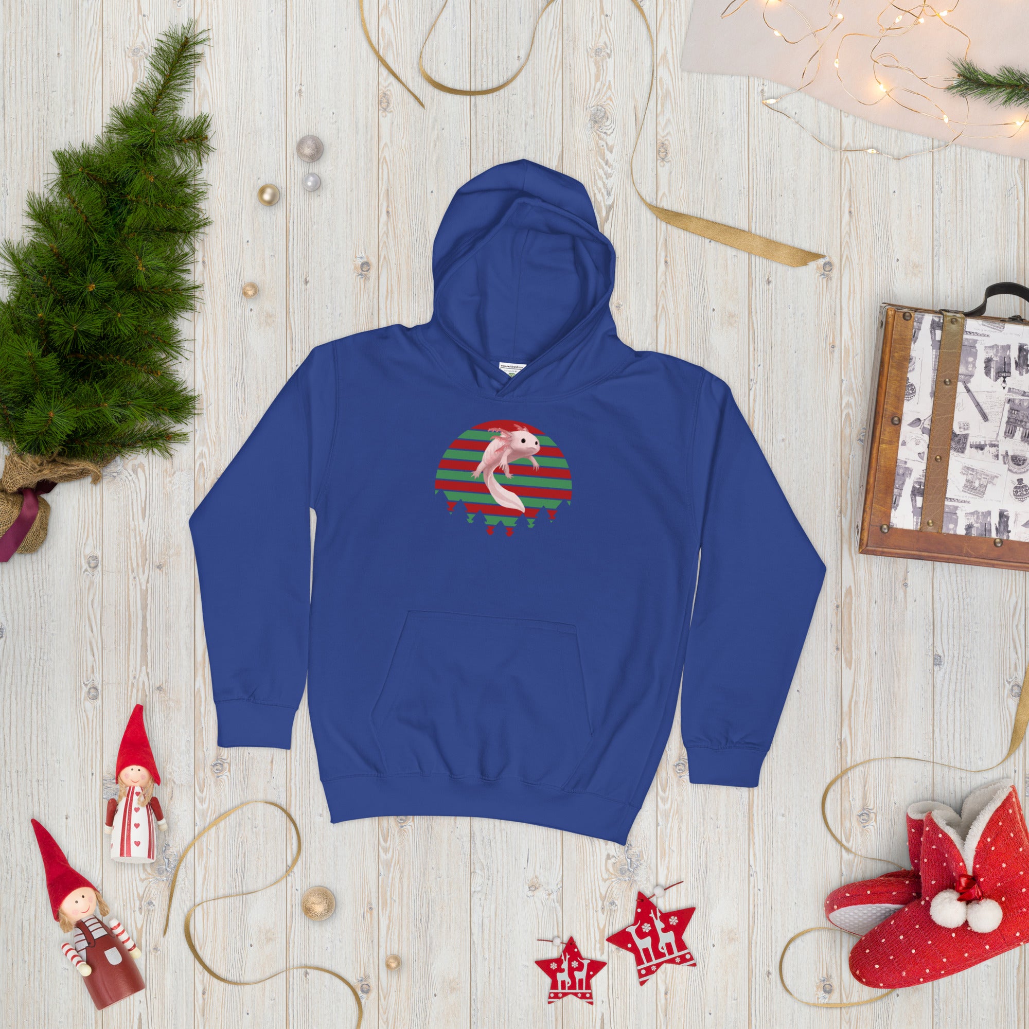 Axolotl Christmas Kids Hoodie, Axolotl Ugly Christmas Hoodie, Santa Axolotl Hoodie, Axolotl Kids Hoodie, Axolotl Xmas Kids Gift, Axolotl - Madeinsea©