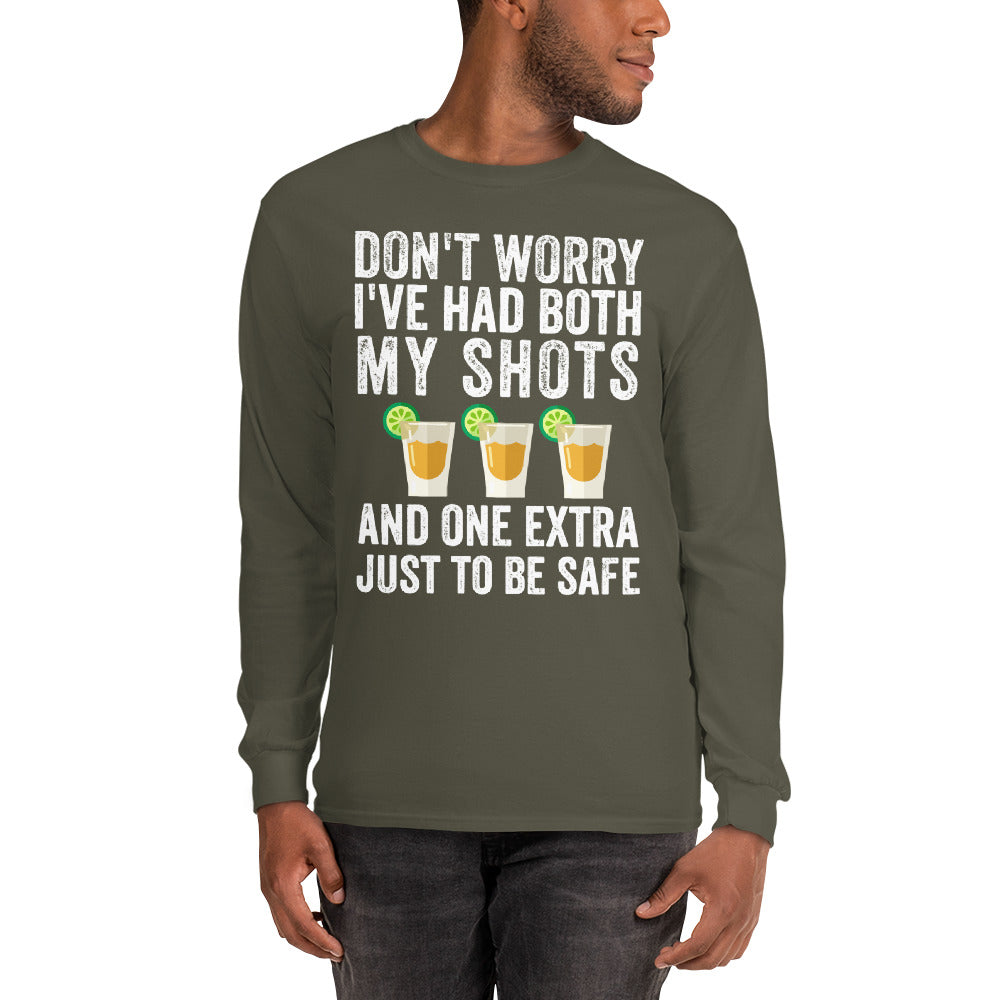 Don&#39;t Worry I&#39;ve Had Both My Shots Shirt Funny Tequila Vintage Long Sleeve Shirt, Booster shot, Third shot, Extra shot, Funny Vaccination