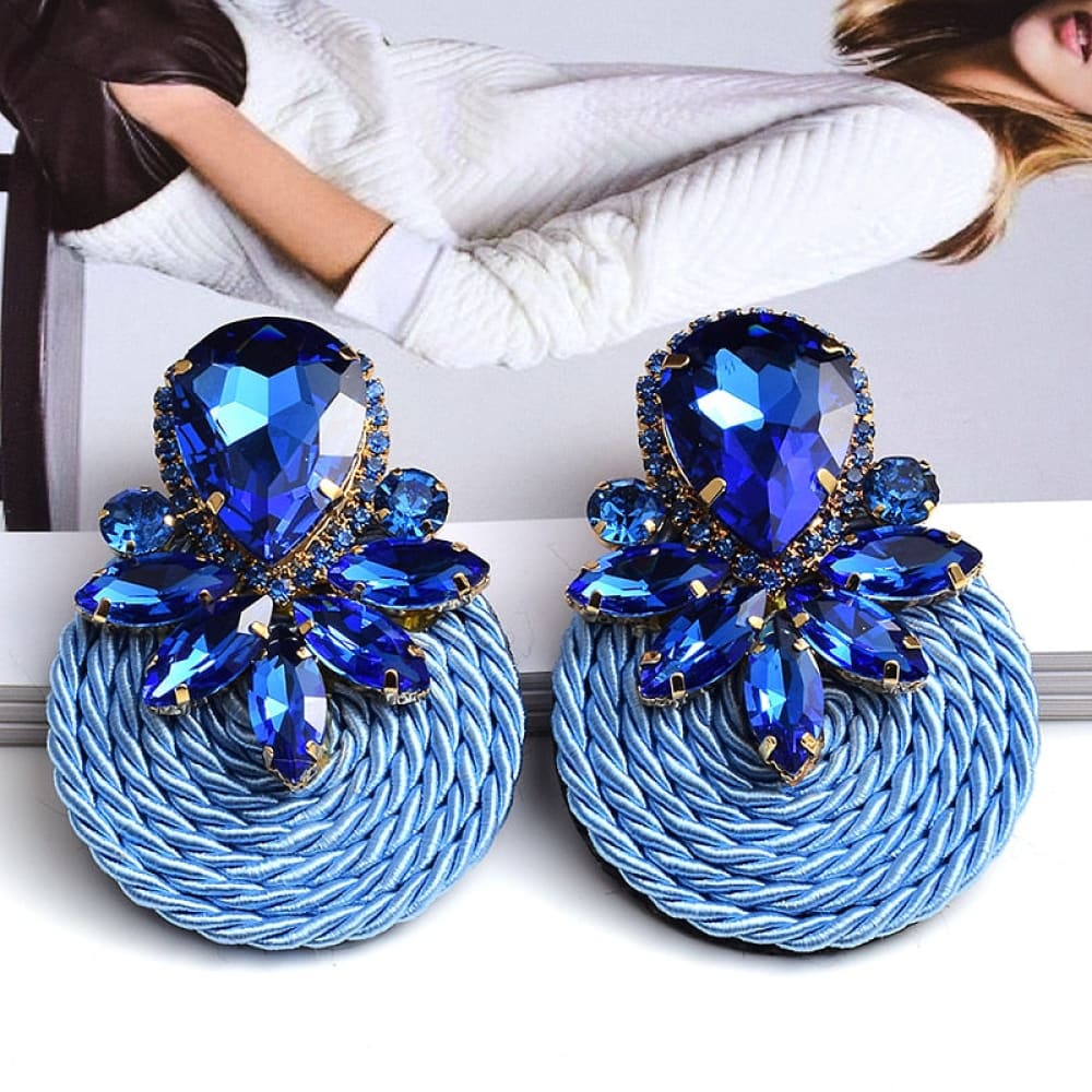 Ratan Rhinestone Beach Earrings