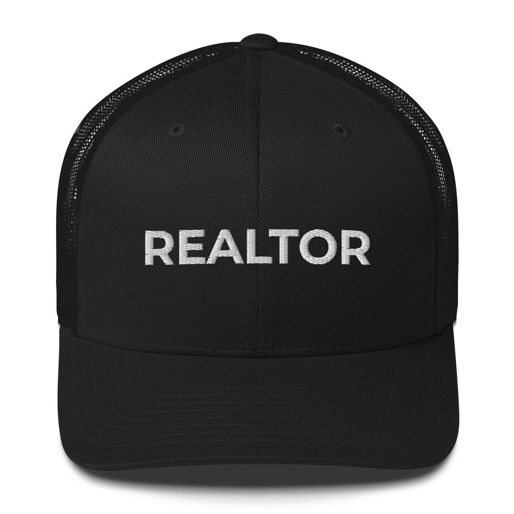 REALTOR hat, embroidered, gender neutral, simple, plain, minimal, real estate agent hat, hustler, house, entrepreneur, Realtor Trucker Cap - Madeinsea©