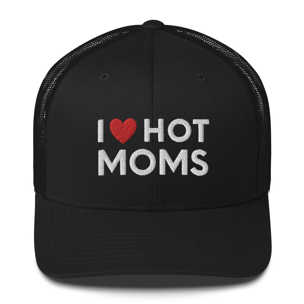 I love hot moms embroidered hat, Funny hot moms hat, hot moms baseball cap, Funny dad hat, Trucker Cap - Madeinsea©