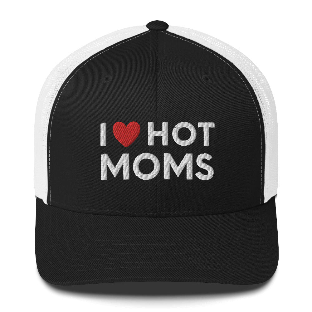 I love hot moms embroidered hat, Funny hot moms hat, hot moms baseball cap, Funny dad hat, Trucker Cap - Madeinsea©