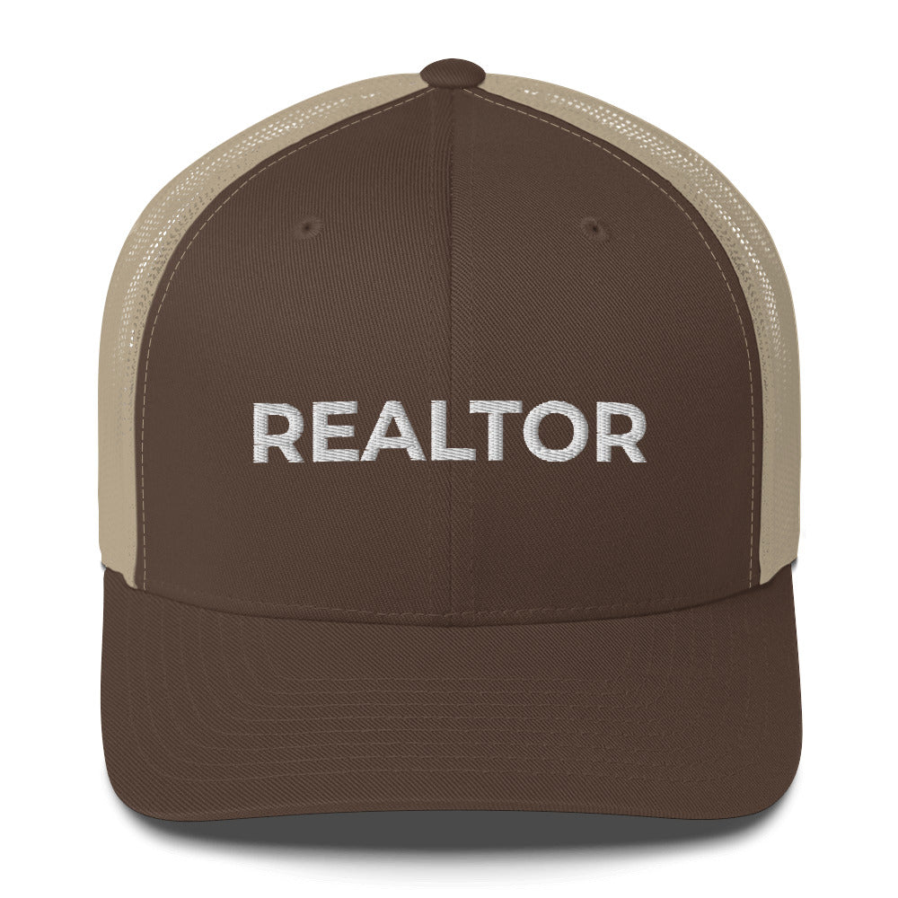 REALTOR hat, embroidered, gender neutral, simple, plain, minimal, real estate agent hat, hustler, house, entrepreneur, Realtor Trucker Cap - Madeinsea©