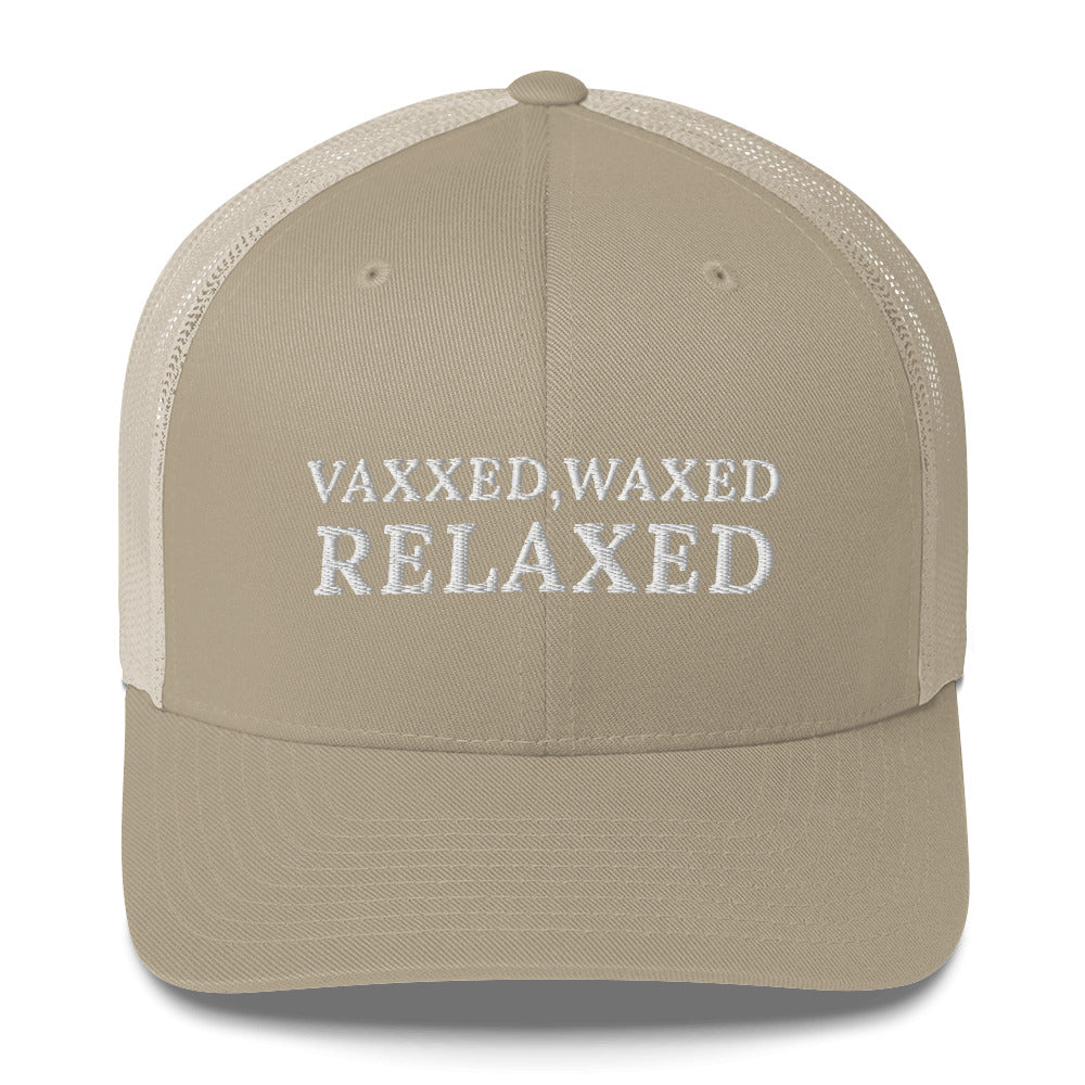 Vaxxed & Waxed hat, funny vaccinated hat, vaxxed waxed relaxed cap, vaxxed and waxed hat, funny vaccinated Trucker Cap, fully vaxxed hat - Madeinsea©