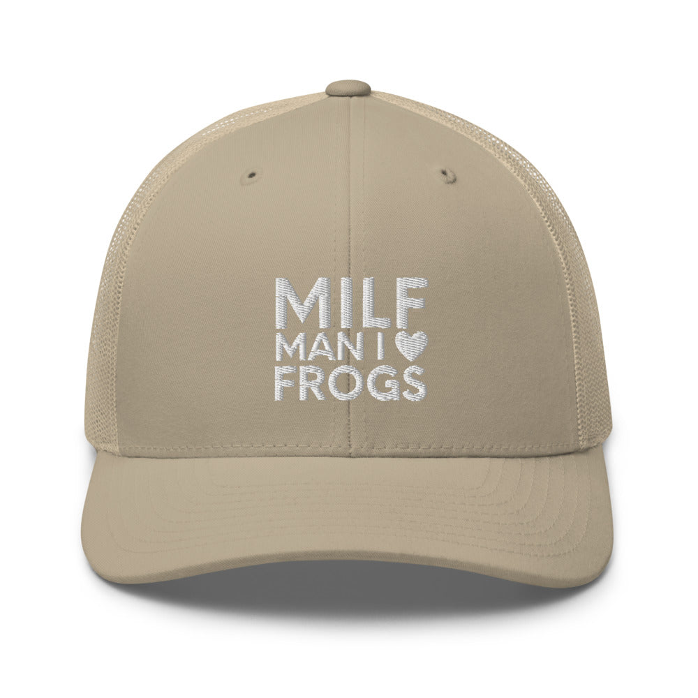 MILF Trucker Cap, Man I Love Frogs Hat, Funny Saying Frog, Funny Animal Hat, Funny Frog Hat, I Love Frogs Hat, MILF cap, Frogs cap, Funny - Madeinsea©