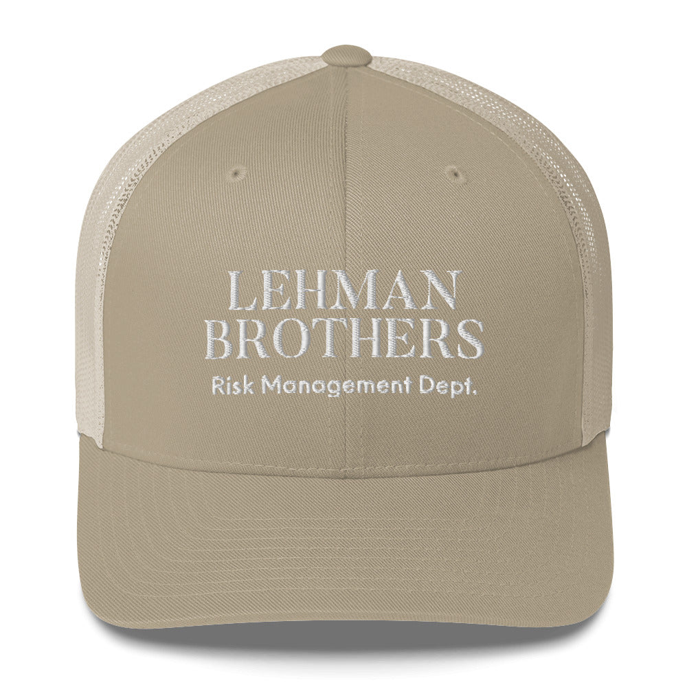 Gorra de camionero de gestión de riesgos de Lehman Brothers, sombrero de Lehman Brothers, divertidos hermanos Lehman