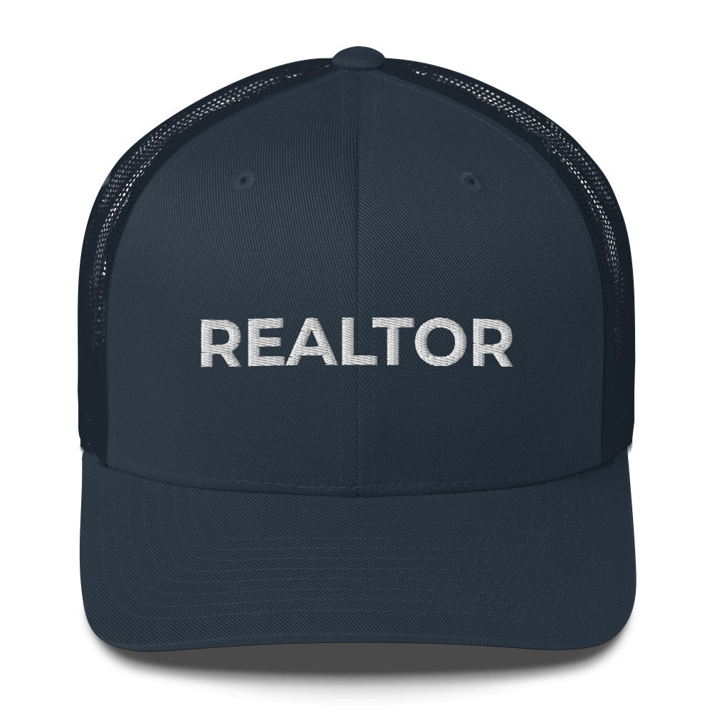 REALTOR hat, embroidered, gender neutral, simple, plain, minimal, real estate agent hat, hustler, house, entrepreneur, Realtor Trucker Cap - Madeinsea©