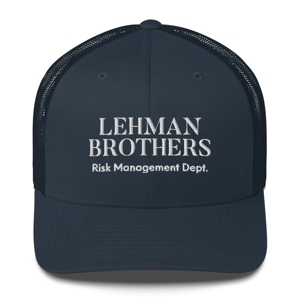 Gorra de camionero de gestión de riesgos de Lehman Brothers, sombrero de Lehman Brothers, divertidos hermanos Lehman