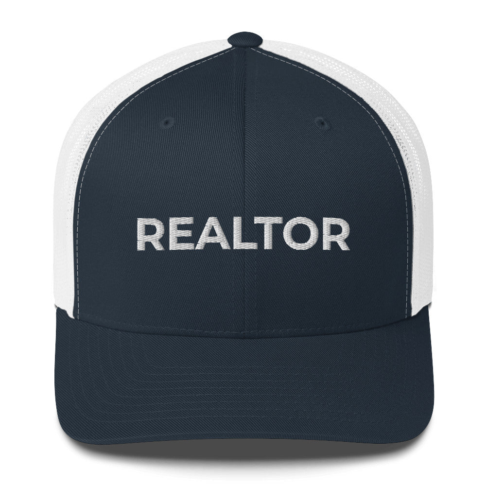 REALTOR hat, embroidered, gender neutral, simple, plain, minimal, real estate agent hat, hustler, house, entrepreneur, Realtor Trucker Cap - Madeinsea©