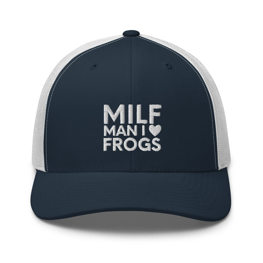 MILF Trucker Cap, Man I Love Frogs Hat, Funny Saying Frog, Funny Animal Hat, Funny Frog Hat, I Love Frogs Hat, MILF cap, Frogs cap, Funny - Madeinsea©