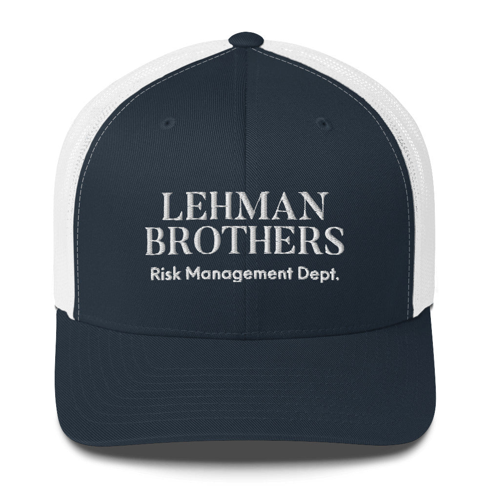 Gorra de camionero de gestión de riesgos de Lehman Brothers, sombrero de Lehman Brothers, divertidos hermanos Lehman