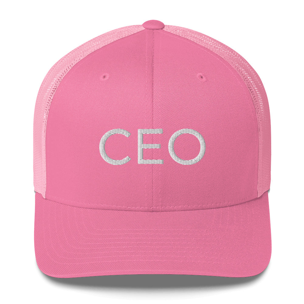 CEO Hat, embroidered trucker cap, black, simple, clean, minimal, streetwear, power, hardwork, fun, boss, winner, passion, Trucker hat