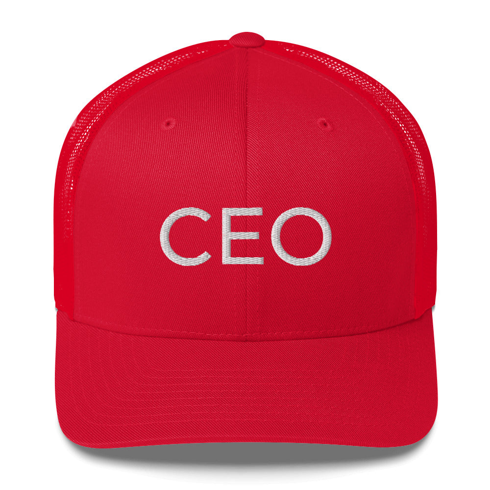 CEO Hat, embroidered trucker cap, black, simple, clean, minimal, streetwear, power, hardwork, fun, boss, winner, passion, Trucker hat