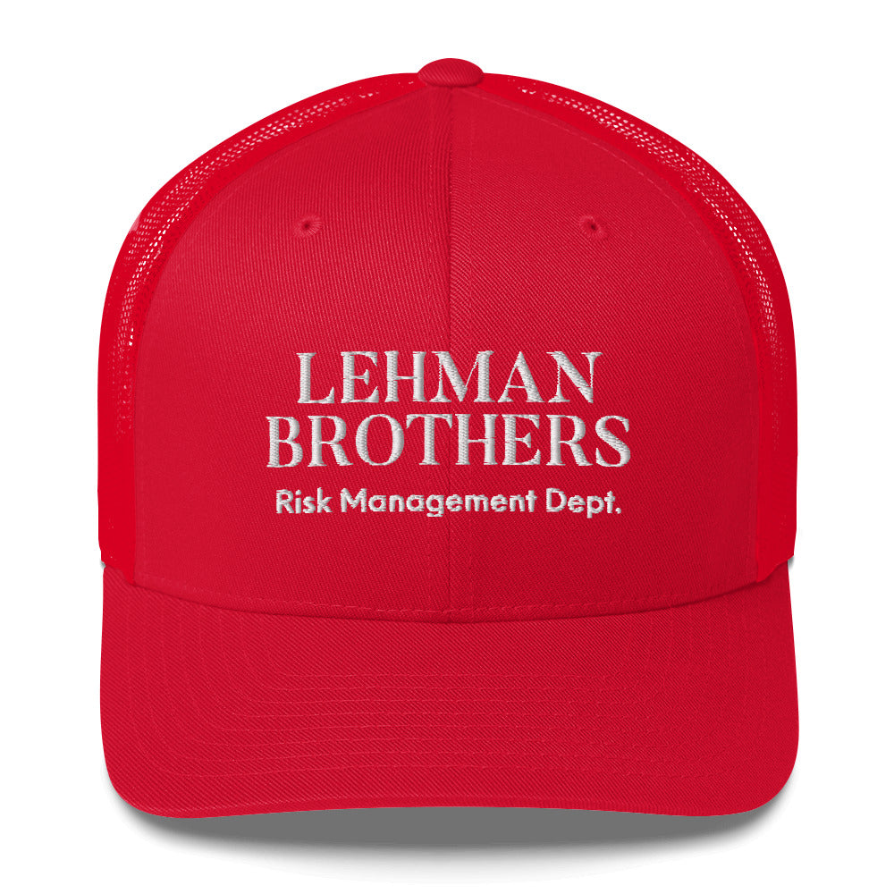 Gorra de camionero de gestión de riesgos de Lehman Brothers, sombrero de Lehman Brothers, divertidos hermanos Lehman