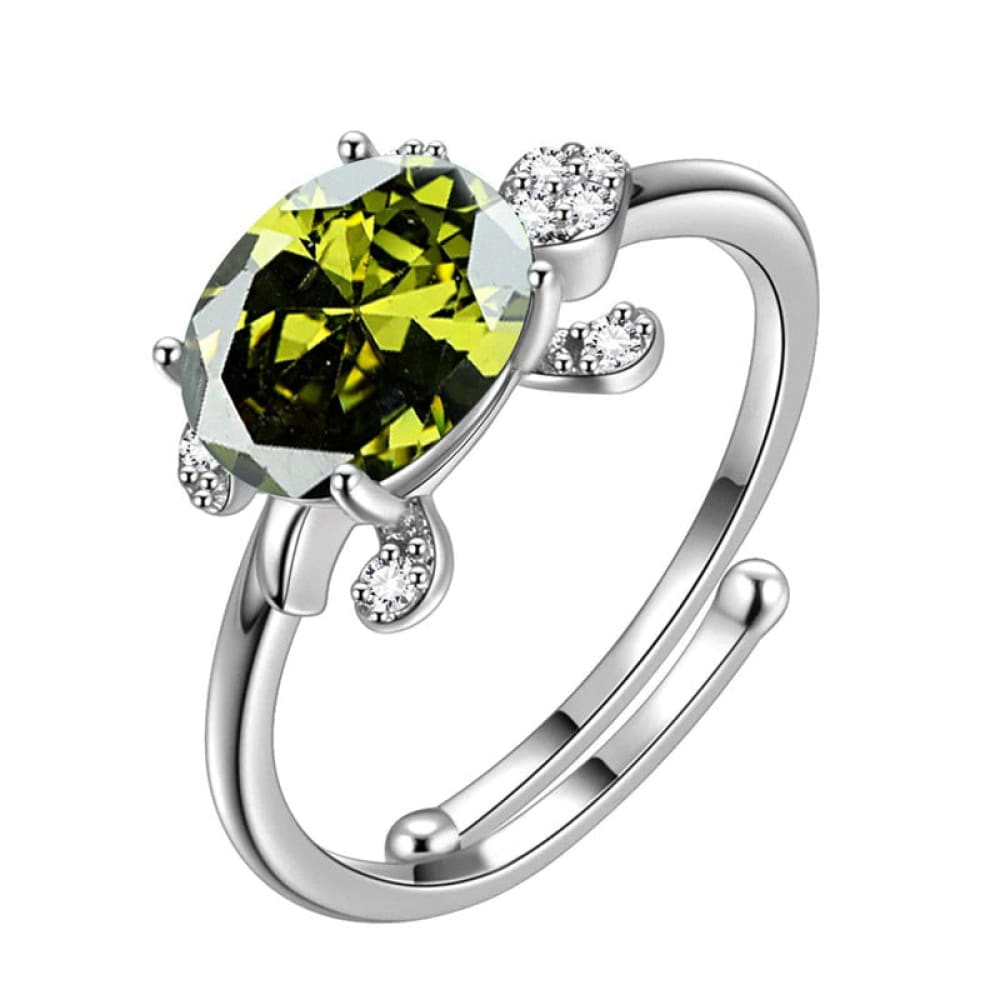 Sea Turtle Ring Encrusted With Aqua Swarovski® Crystals