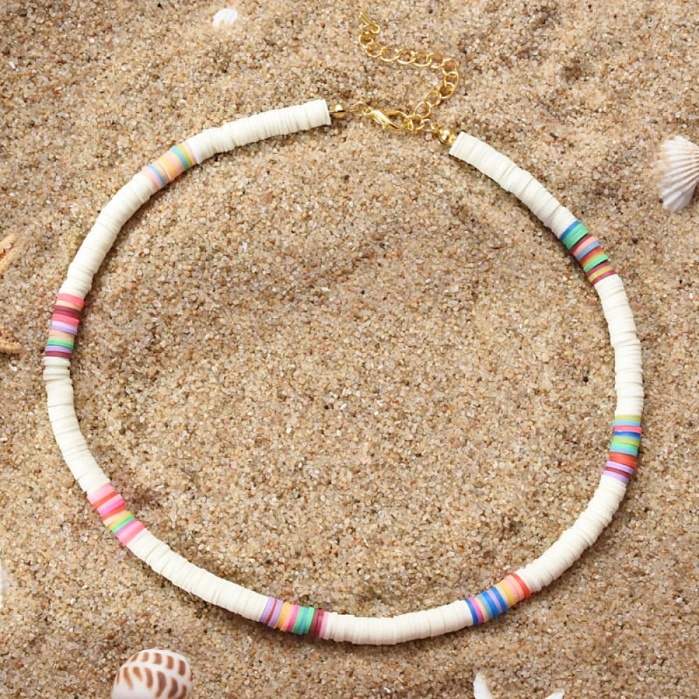 Native Treasure 20 inch Puka Shell Surfer Necklace White Clam Heishe Brown  Black Coco Wood Bead Choker - 5mm (3/16