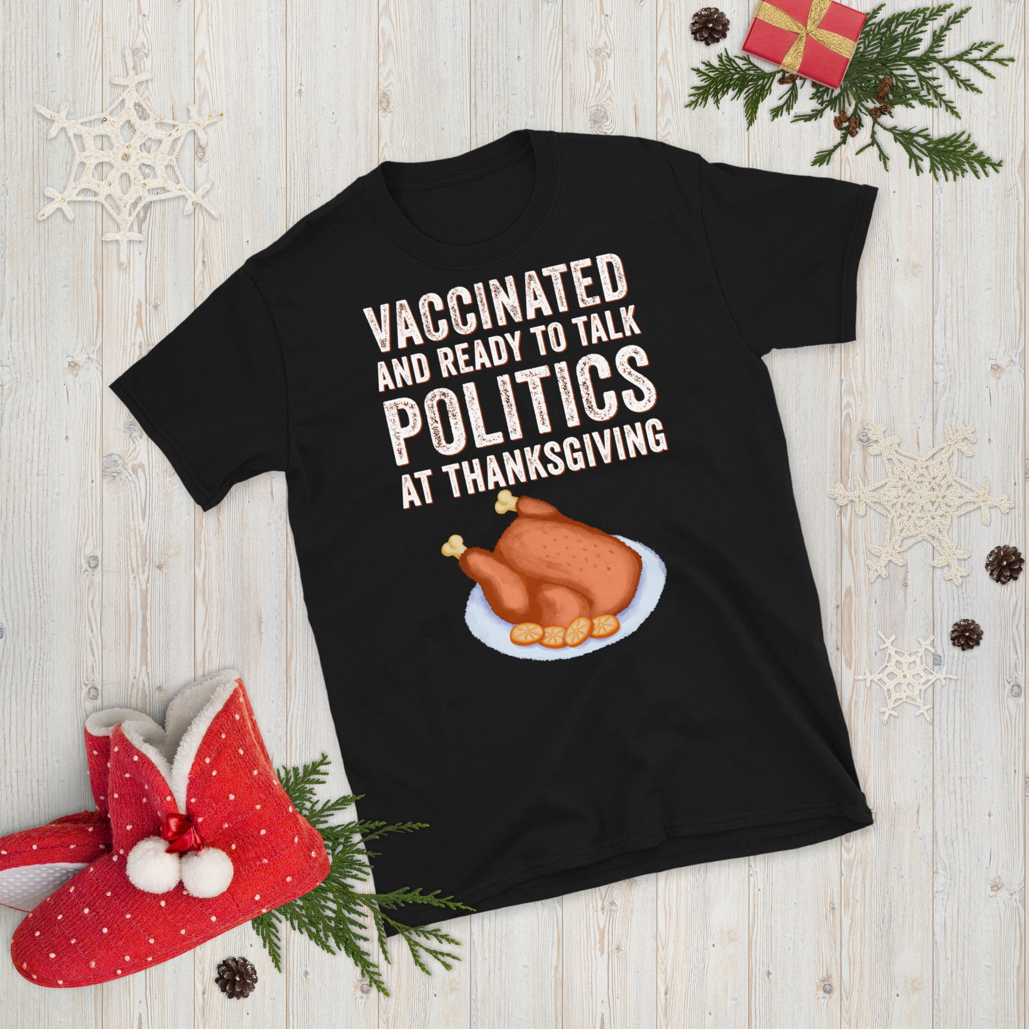 Vacunado y listo para hablar de política en la camisa de Acción de Gracias, camisa de pavo de Acción de Gracias, camisas familiares de Acción de Gracias, camisa divertida de Acción de Gracias