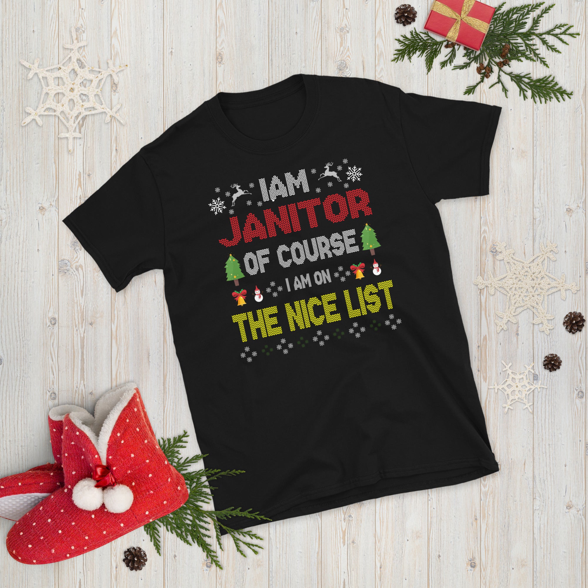 Janitor Christmas Shirt, Xmas Ugly Sweater, Janitor Nice List, Janitor gift for Christmas, Funny Janitor T Shirt, Custodian Christmas Shirt - Madeinsea©