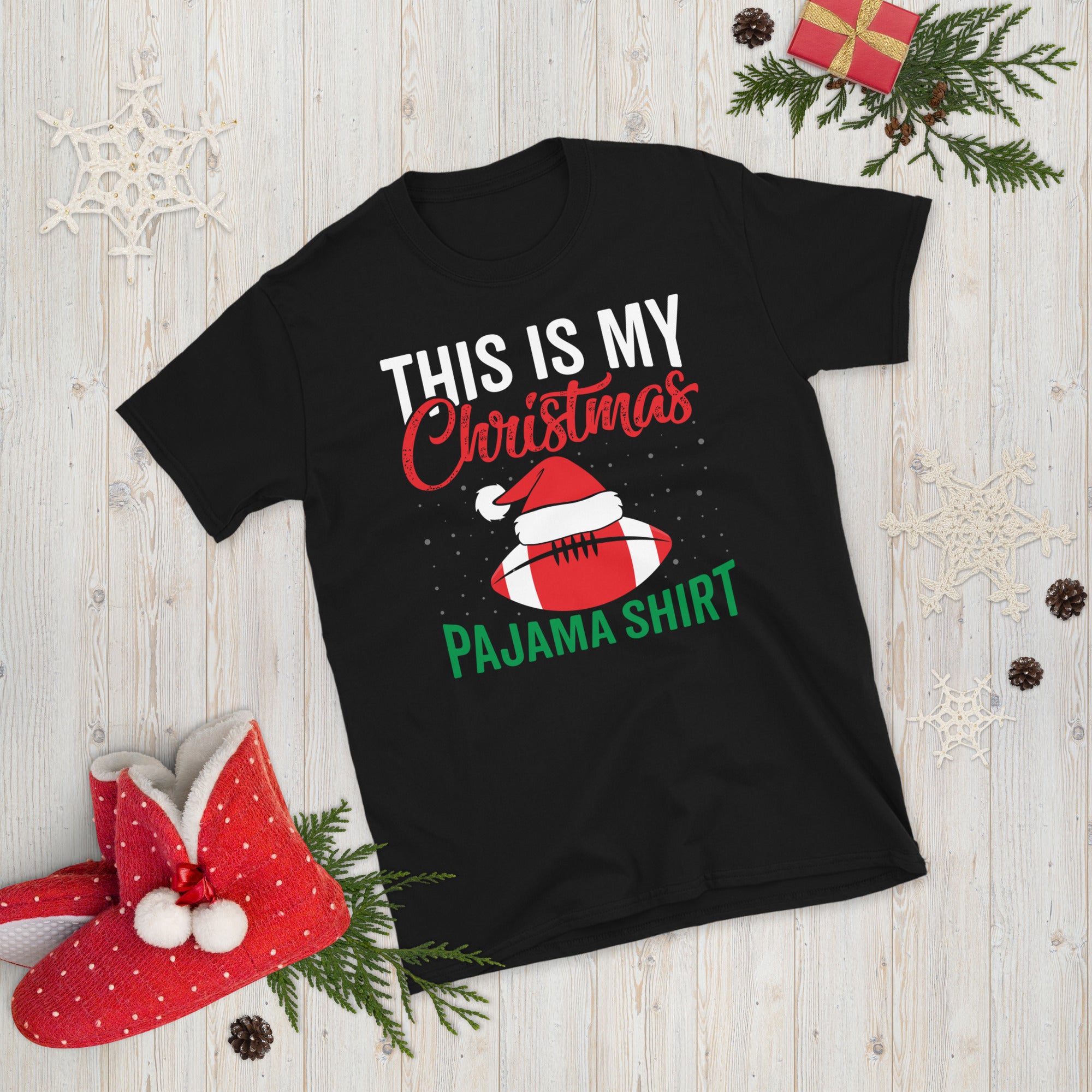 This Is My Christmas Pajama Shirt, Christmas Football Shirt, American Football T Shirt, Football Christmas Gift, Xmas Football Tee - Madeinsea©
