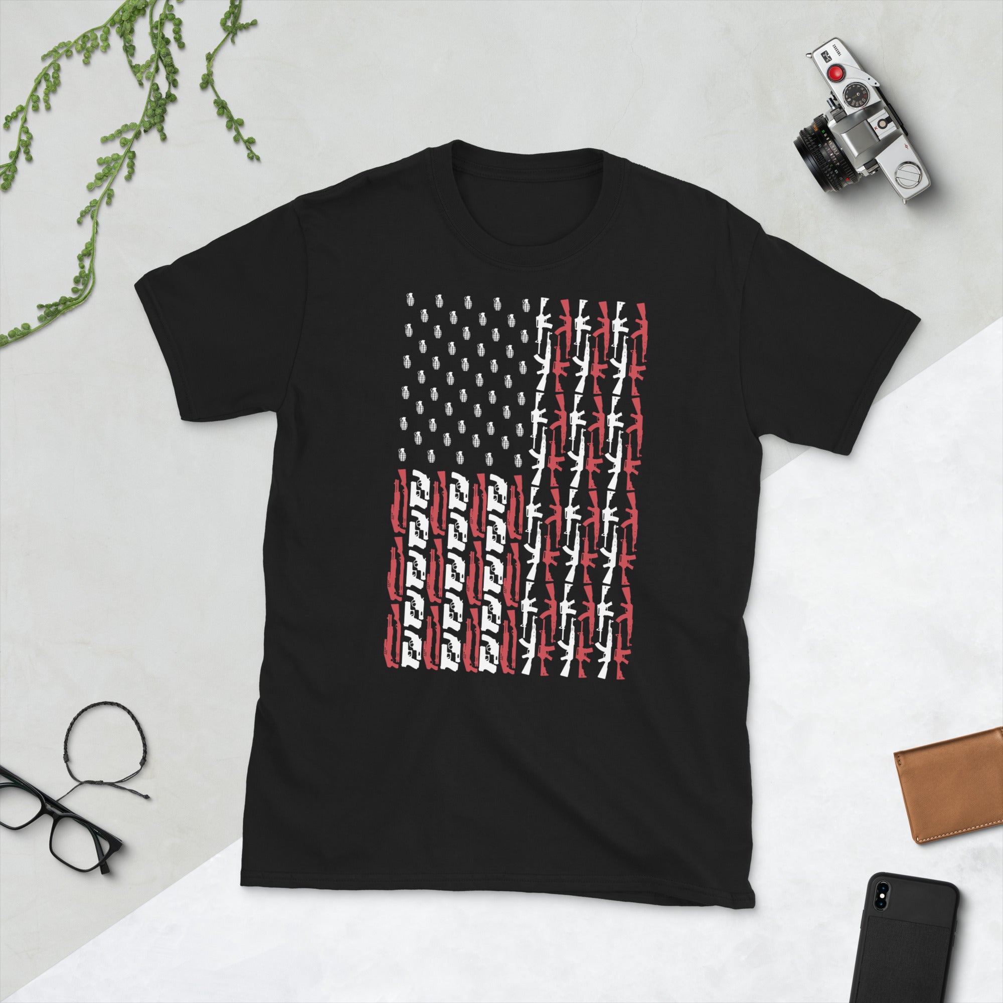 USA Flag Guns Shirt, Patriotic American Tee, Army Style Shirt, American Veteran Gift, Independence Day, Fourth Of July Tee, Veteran Day Gift - Madeinsea©
