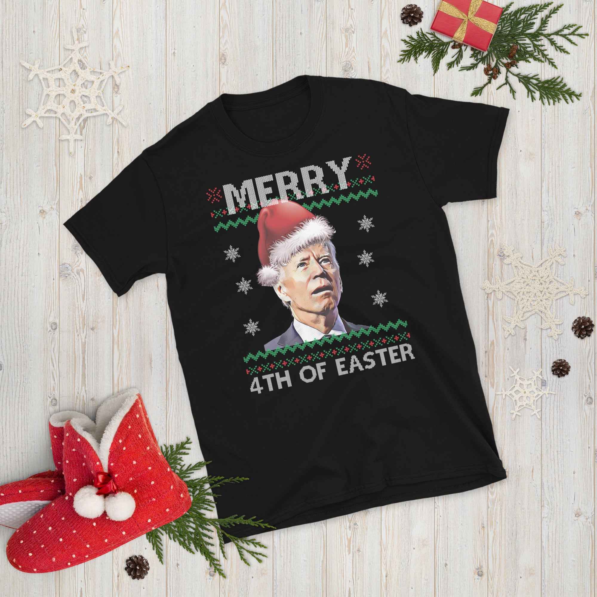 Merry 4th Of Easter Biden Ugly Christmas Sweater T Shirt, Biden Christmas Shirt, Funny Confused Biden Shirt, Xmas Biden Gift Shirt, FJB Tee - Madeinsea©