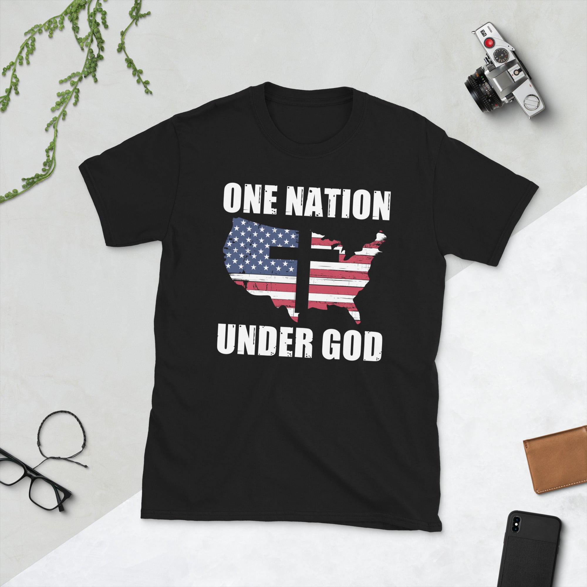 One Nation Under God Shirt, American Pride, Patriotic Gift, Freedom Shirt, USA Flag T Shirt, Pledge of Allegiance, Patriot Shirt, USA Cross - Madeinsea©