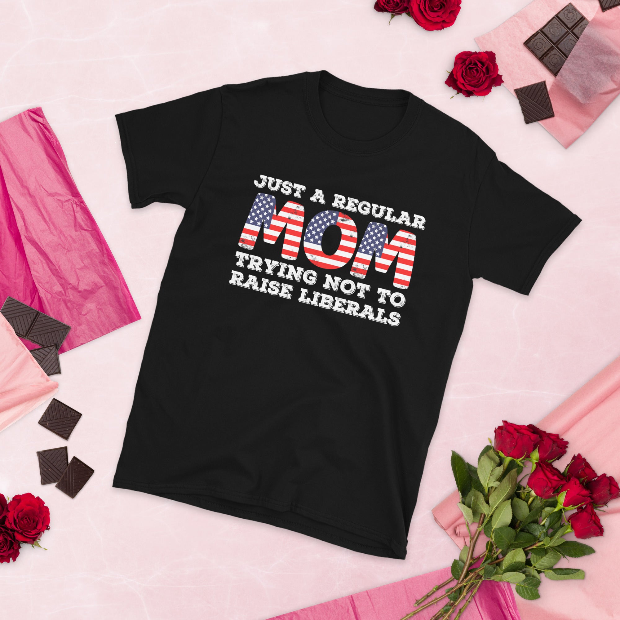 Republican Mom Shirt, Just A Regular Mom Trying Not To Raise Liberals, Patriotic Mom Gifts, Anti Biden Shirt, American Mom Tshirt, USA Flag - Madeinsea©