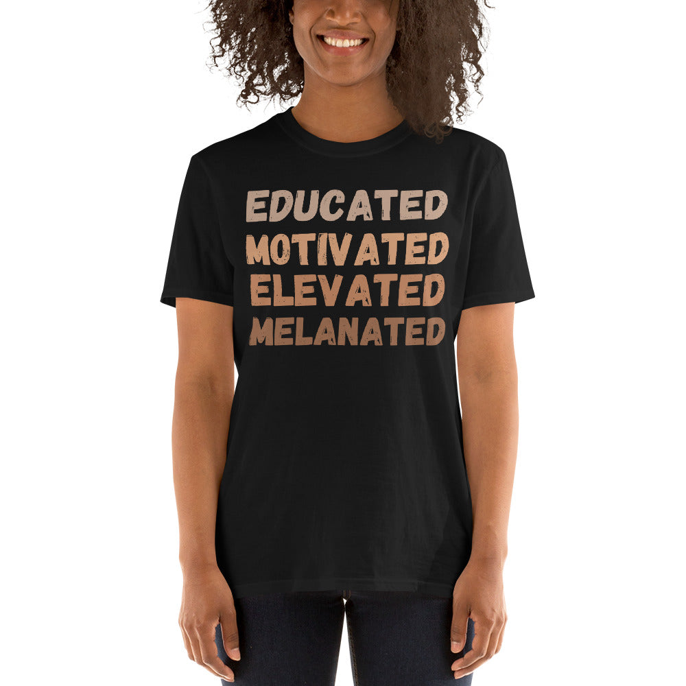 Black History Month Gifts for Teacher, Educated Motivated Elevated Melanated, Black Women Shirts, Gifts for Black Teachers, Afro Pride Shirt - Madeinsea©