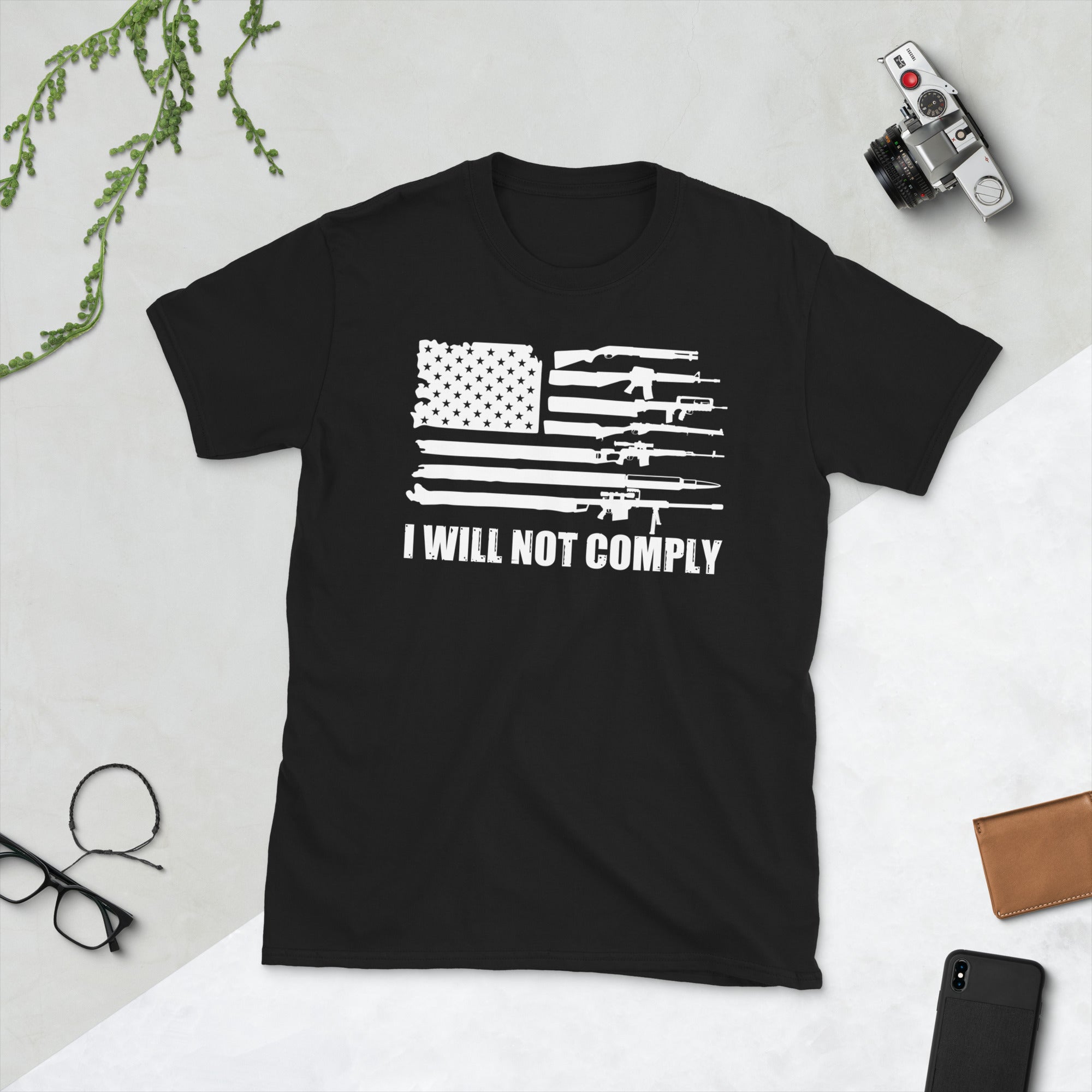 Gun Flag Shirt, I Will Not Comply Tshirt, 2nd Amendment Shirt, Patriotic American Gift, AR15 Shirt, Pro Guns T-Shirt, American Veteran Shirt - Madeinsea©