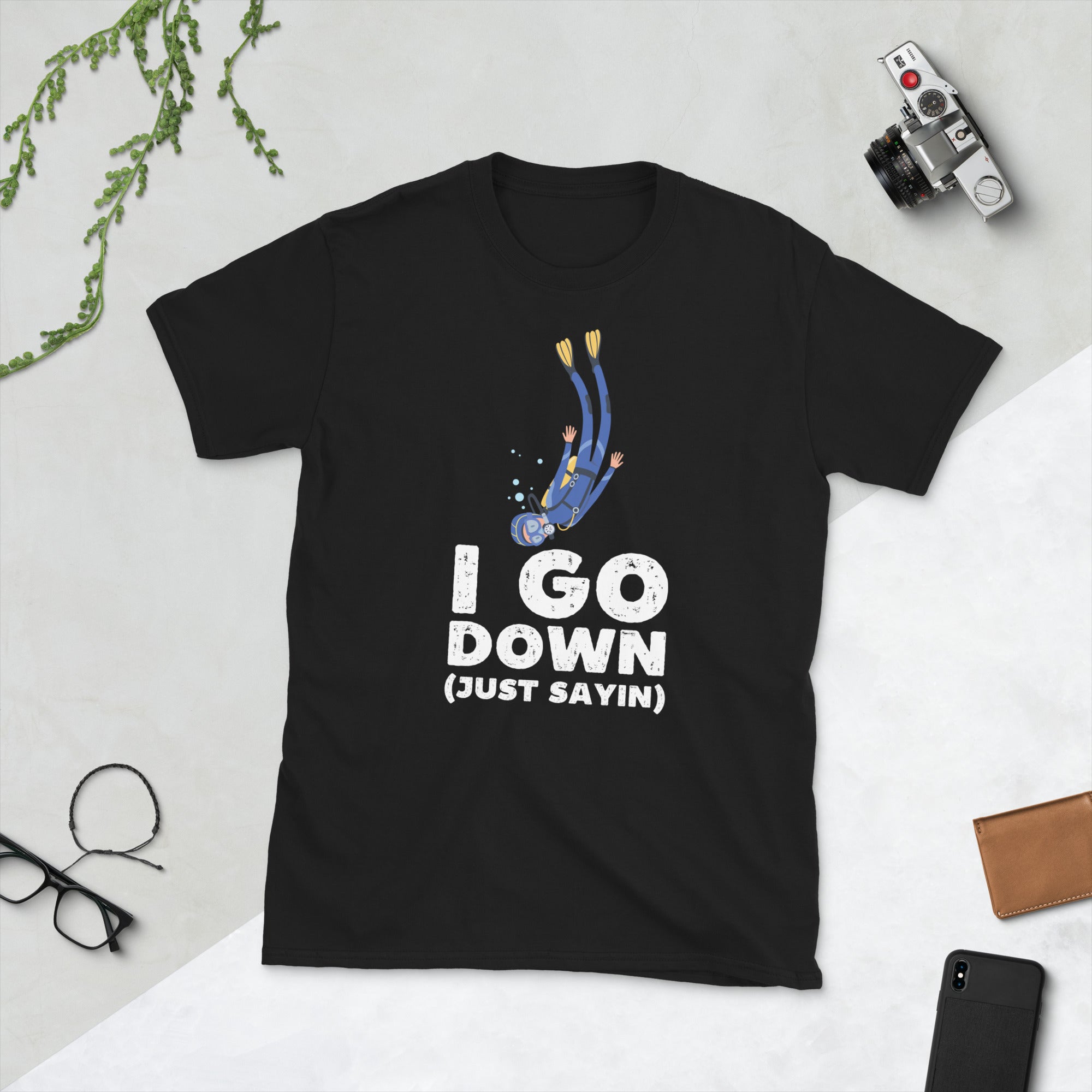 I Go Down Funny Scuba Diving Shirt, Freediving Tee, Vintage Scuba Diver Tshirt, Funny Gifts for Divers, Deep Sea Diver, Snorkeling T Shirt