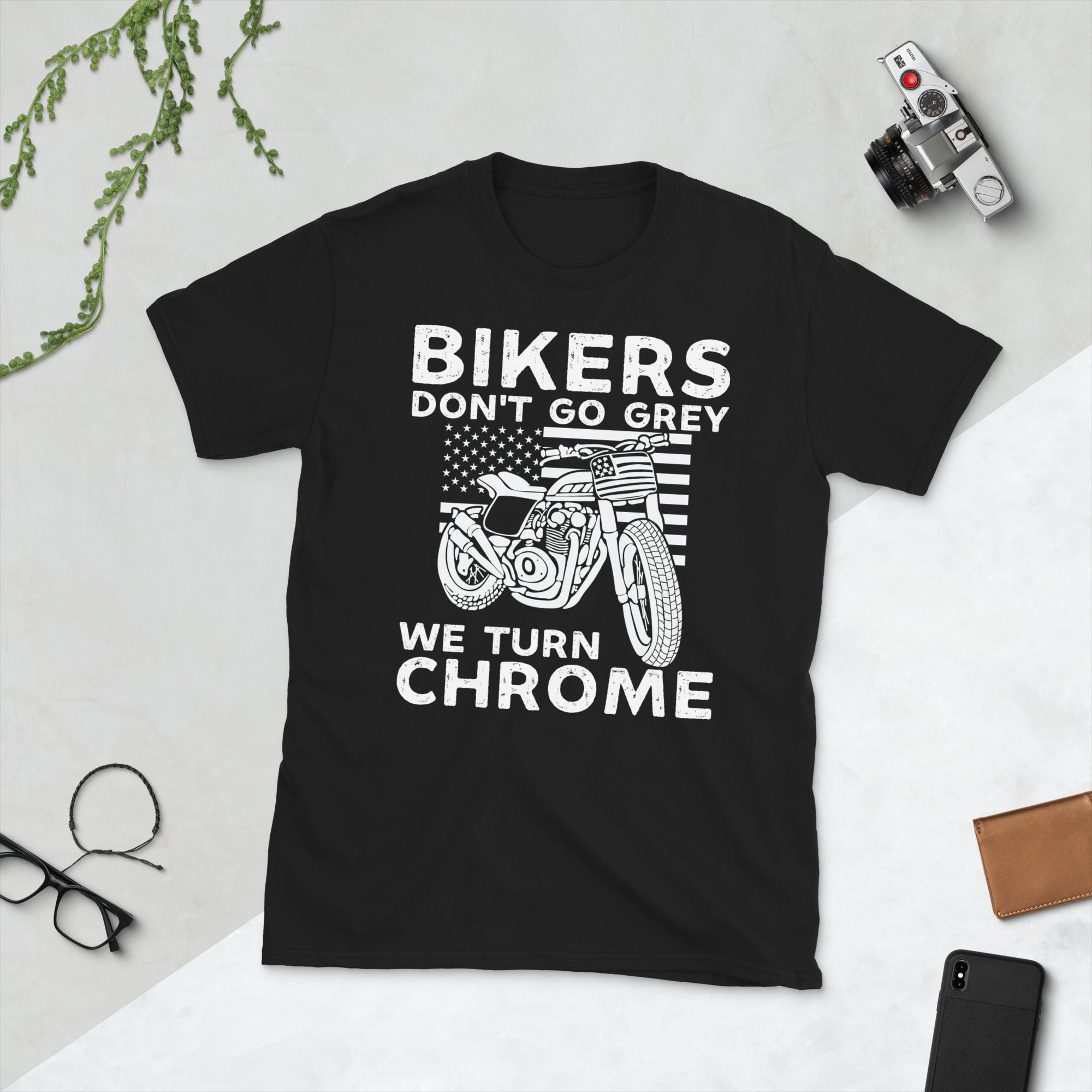 Bikers Dont Go Grey We Turn Chrome, Motorcycle Dad Shirt, Vintage Biker Tshirt, Patriotic Biker Gifts, Motor Bike Rider Tee, Motorbike Gifts