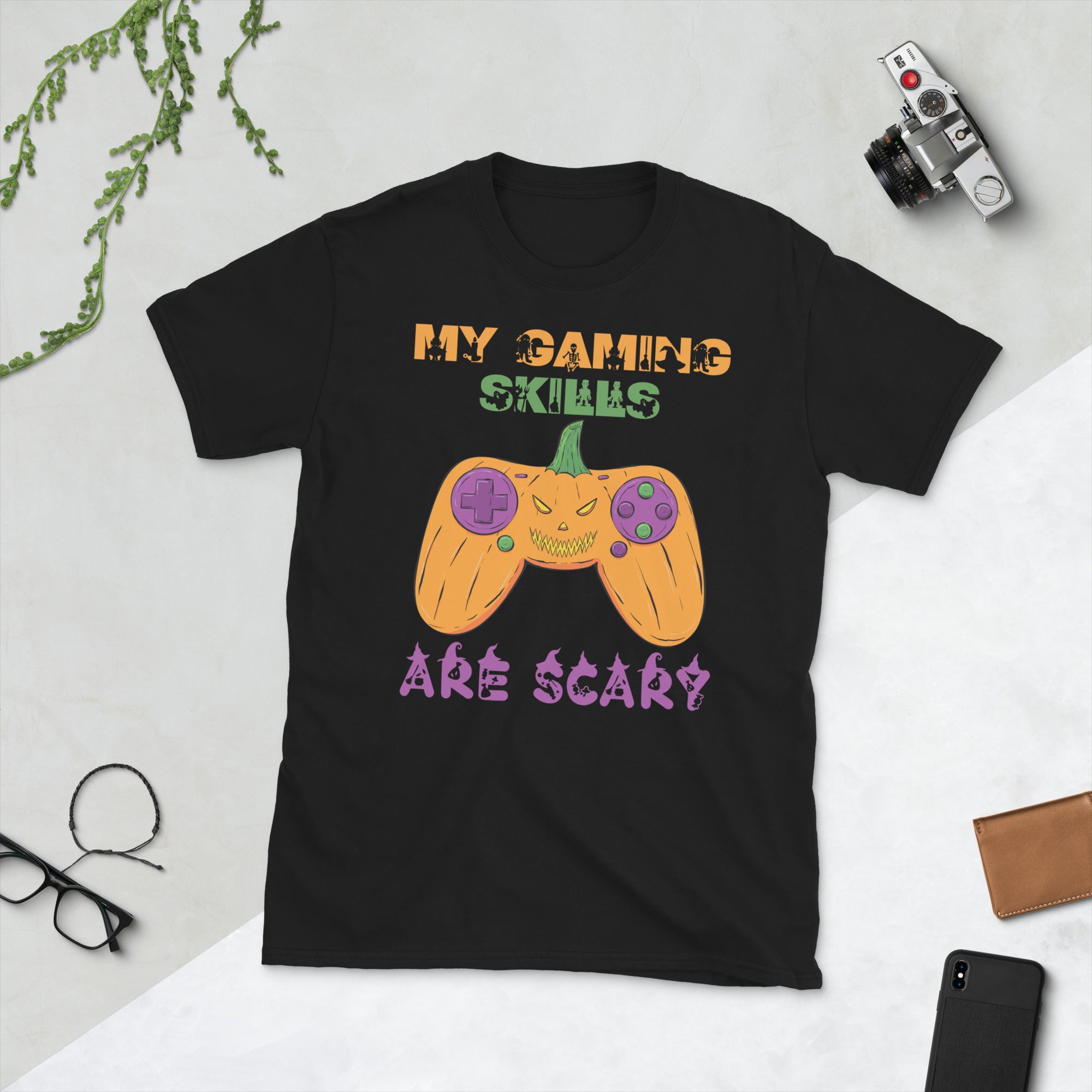 My Gaming Skills Are Scary, Funny Halloween Gamer Shirt, Pumpkin Video Gamer Controller Gifts, Halloween Gamer Costume, Jack O Lantern Shirt