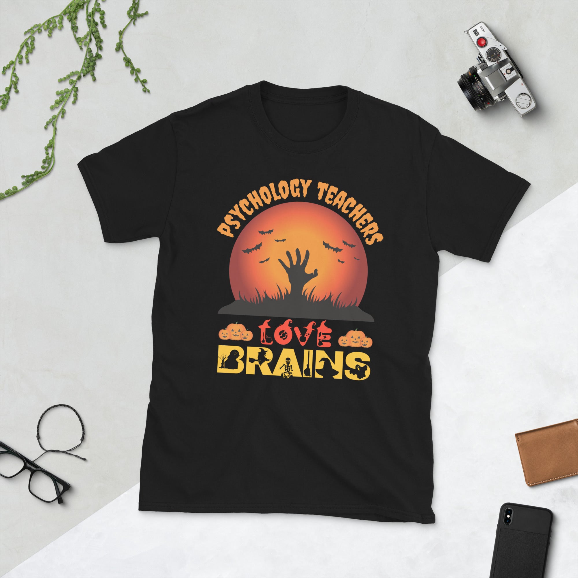 T-shirt pour professeurs de psychologie, t-shirt pour professeurs d'Halloween, cadeau d'automne pour professeur, t-shirt de costume d'Halloween, t-shirt pour professeur Spooky Vibes