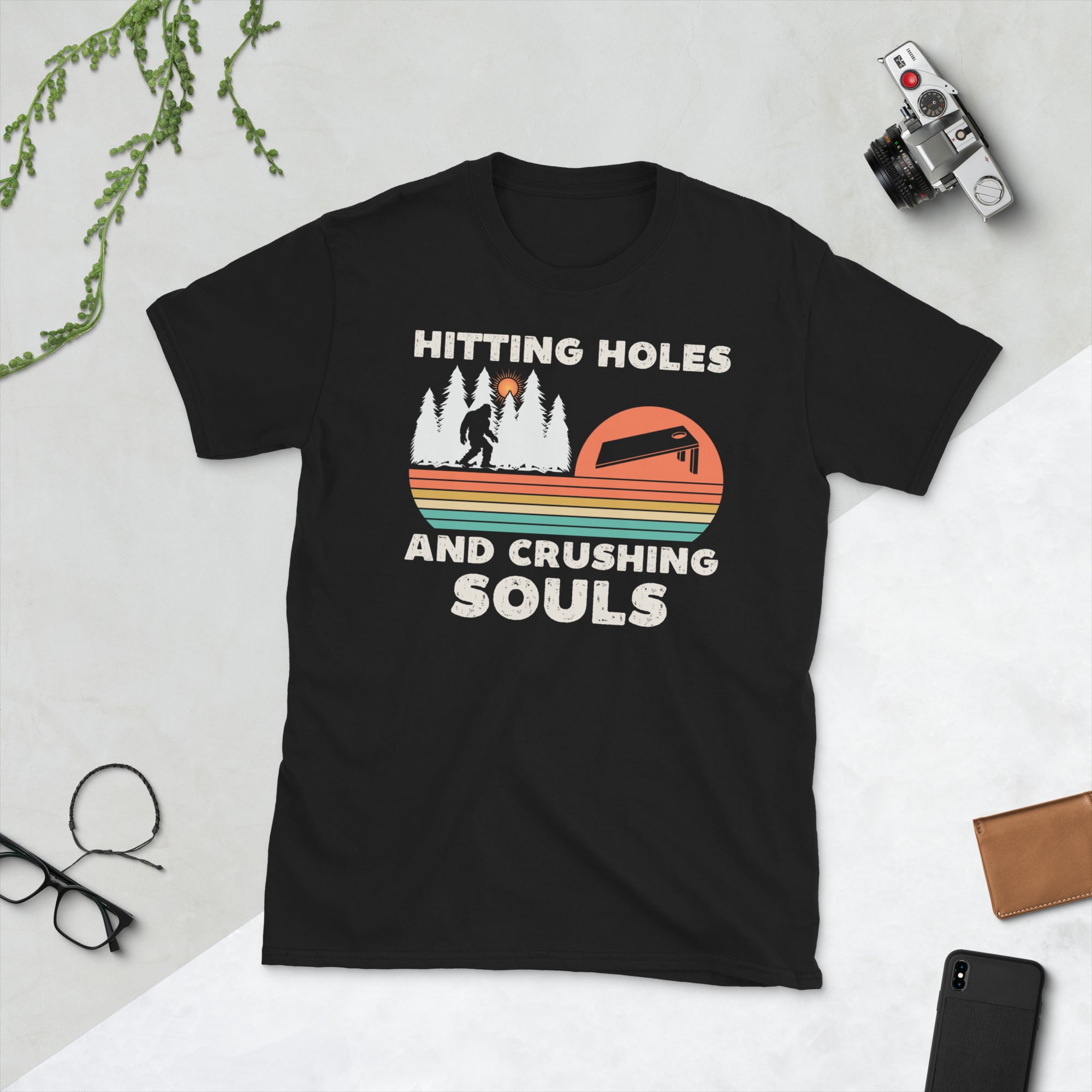 Hitting Holes And Crushing Souls Bigfoot Cornhole Shirt, Funny Cornhole Shirt, Corn Hole Team Gifts, Cornquatch Team Custom Shirts - Madeinsea©