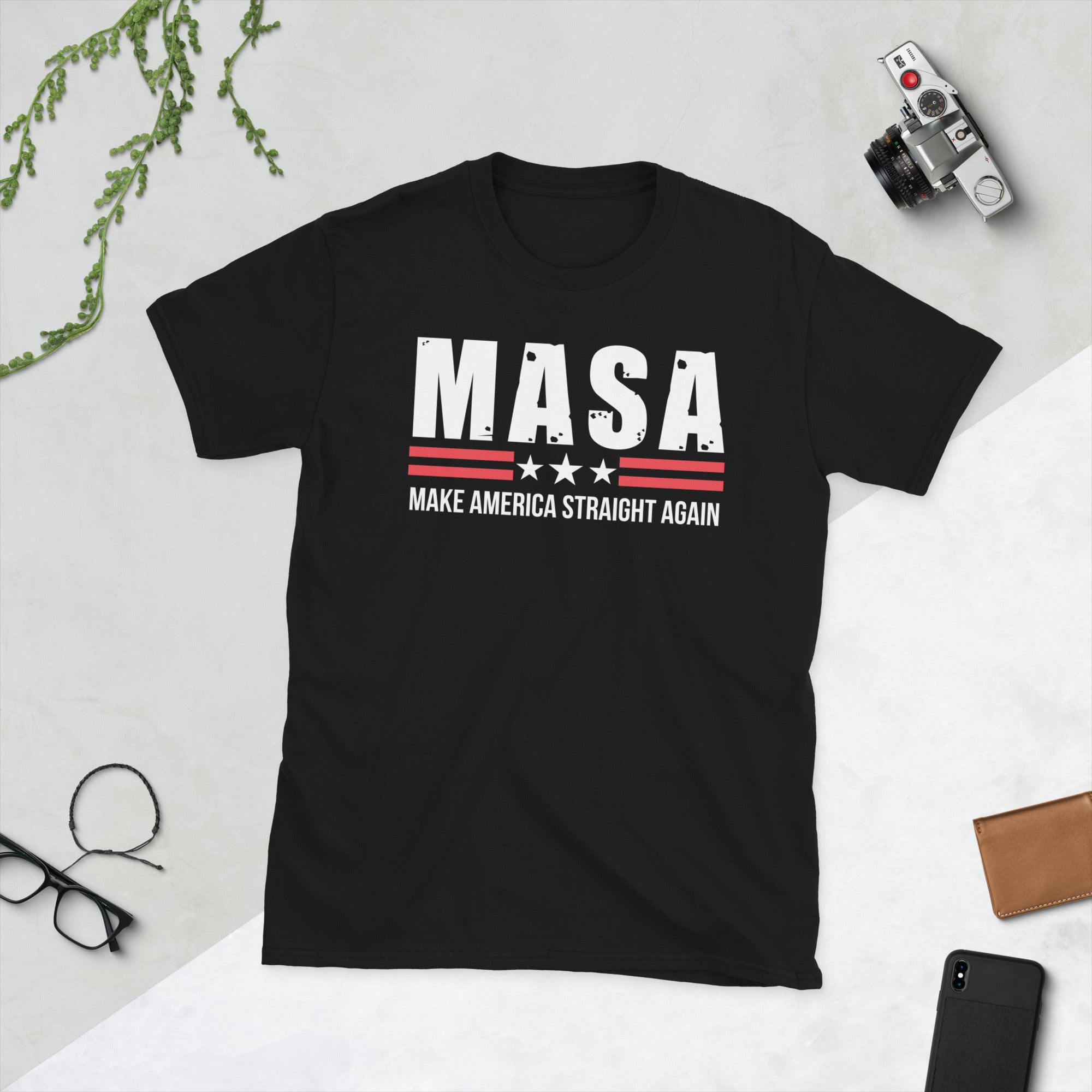 MASA Make America Straight Again, Camisa republicana, Regalos patrióticos, Camiseta de papá, Camiseta con bandera estadounidense, Camiseta divertida de Trump, 4 de julio