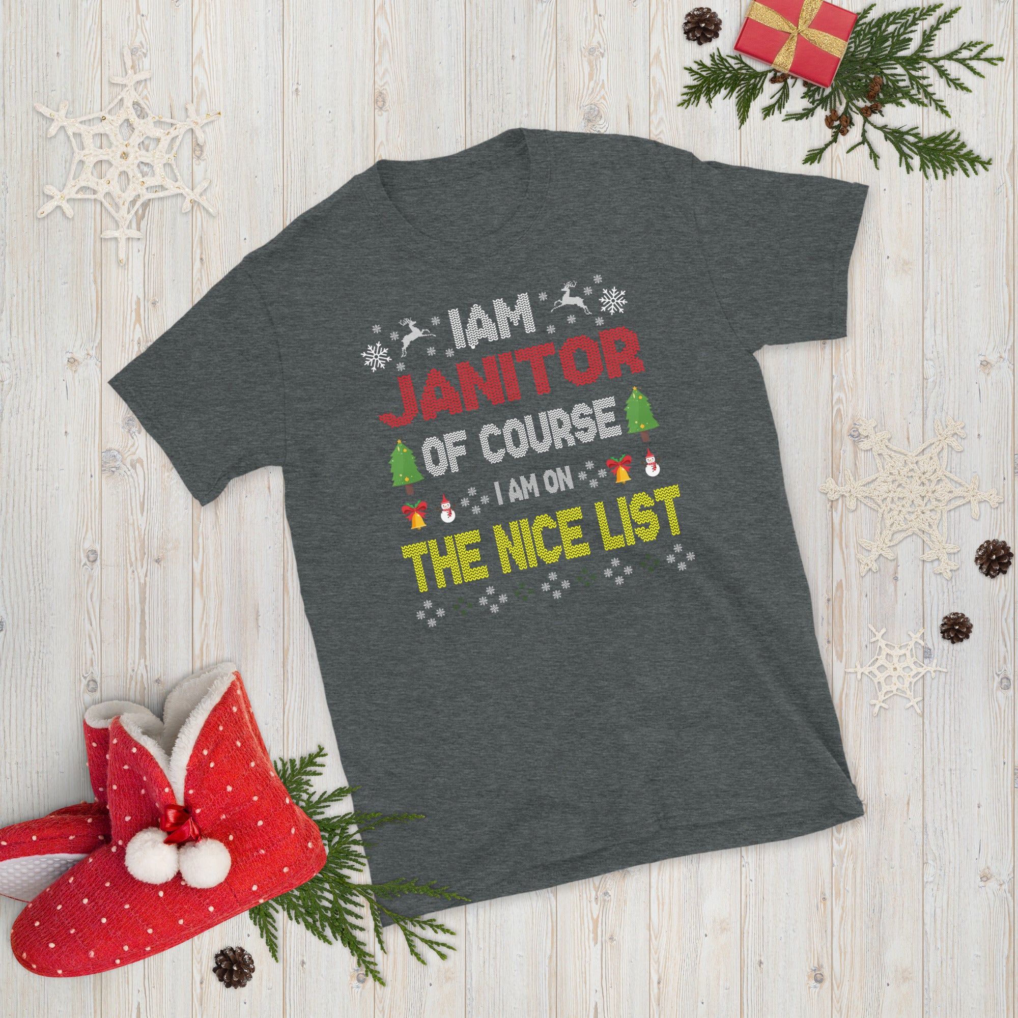 Janitor Christmas Shirt, Xmas Ugly Sweater, Janitor Nice List, Janitor gift for Christmas, Funny Janitor T Shirt, Custodian Christmas Shirt - Madeinsea©