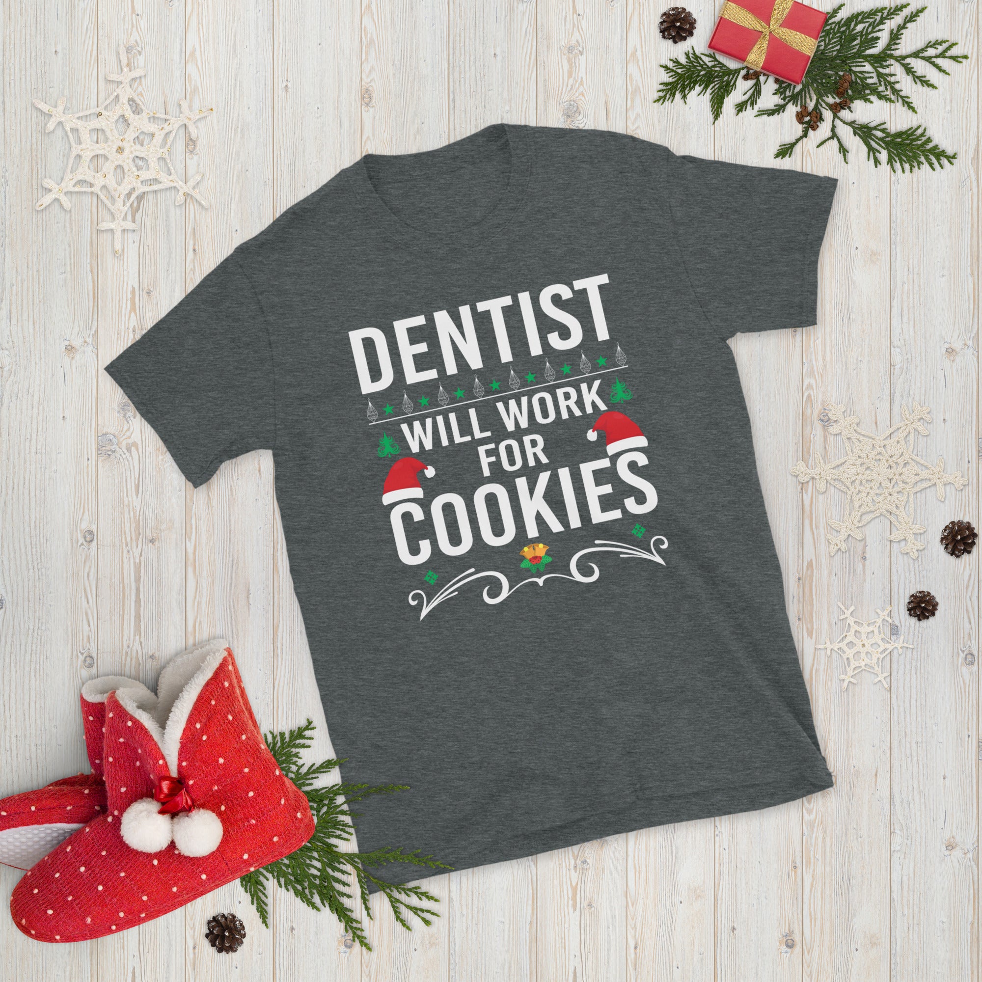 Zahnarzt Weihnachtsshirt, Lustiges Zahnarzt T-Shirt, Zahnarzt wird für Kekse arbeiten, Dental Life Shirt, Weihnachtsgeschenke für Zahnärzte