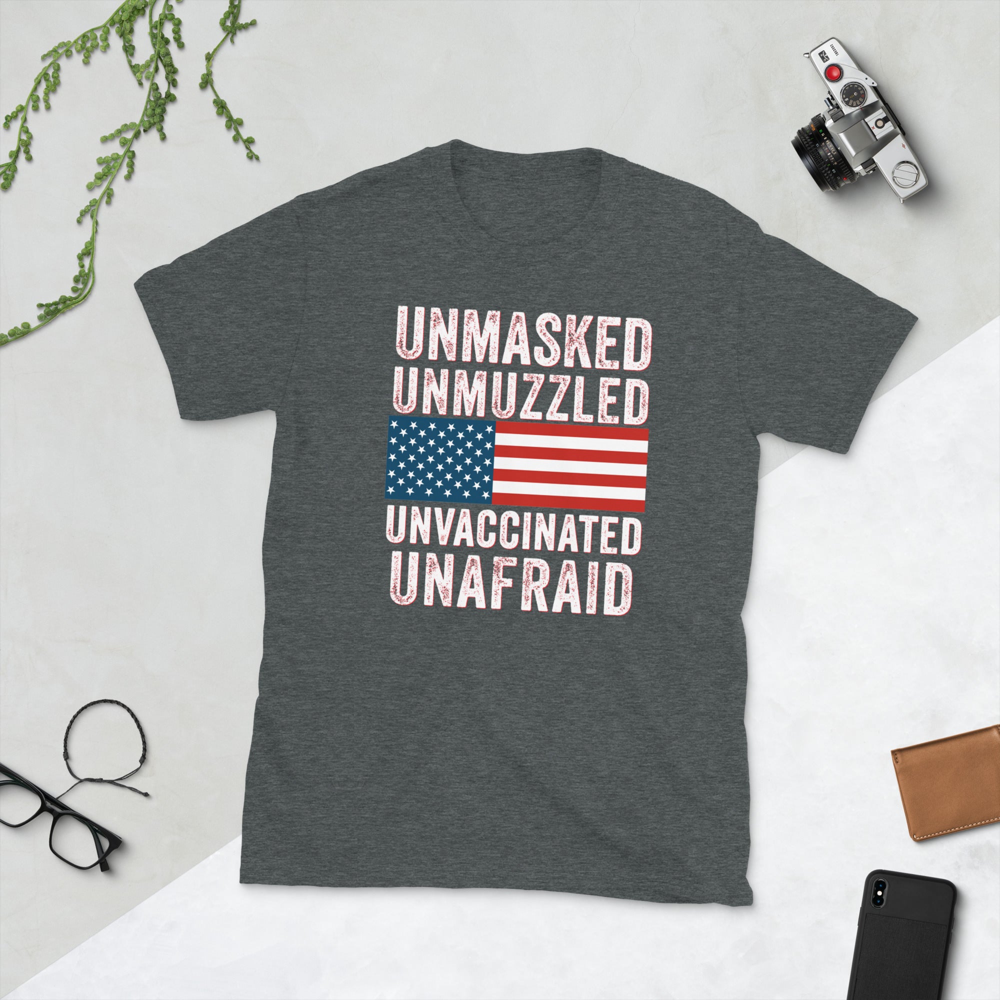 Unmasked. Unmuzzled. Unvaccinated. Unafraid. Shirt, Antimask Shirt, Freedom Shirt, Make American Unmasked, Unmask america, USA Flag Patriot - Madeinsea©