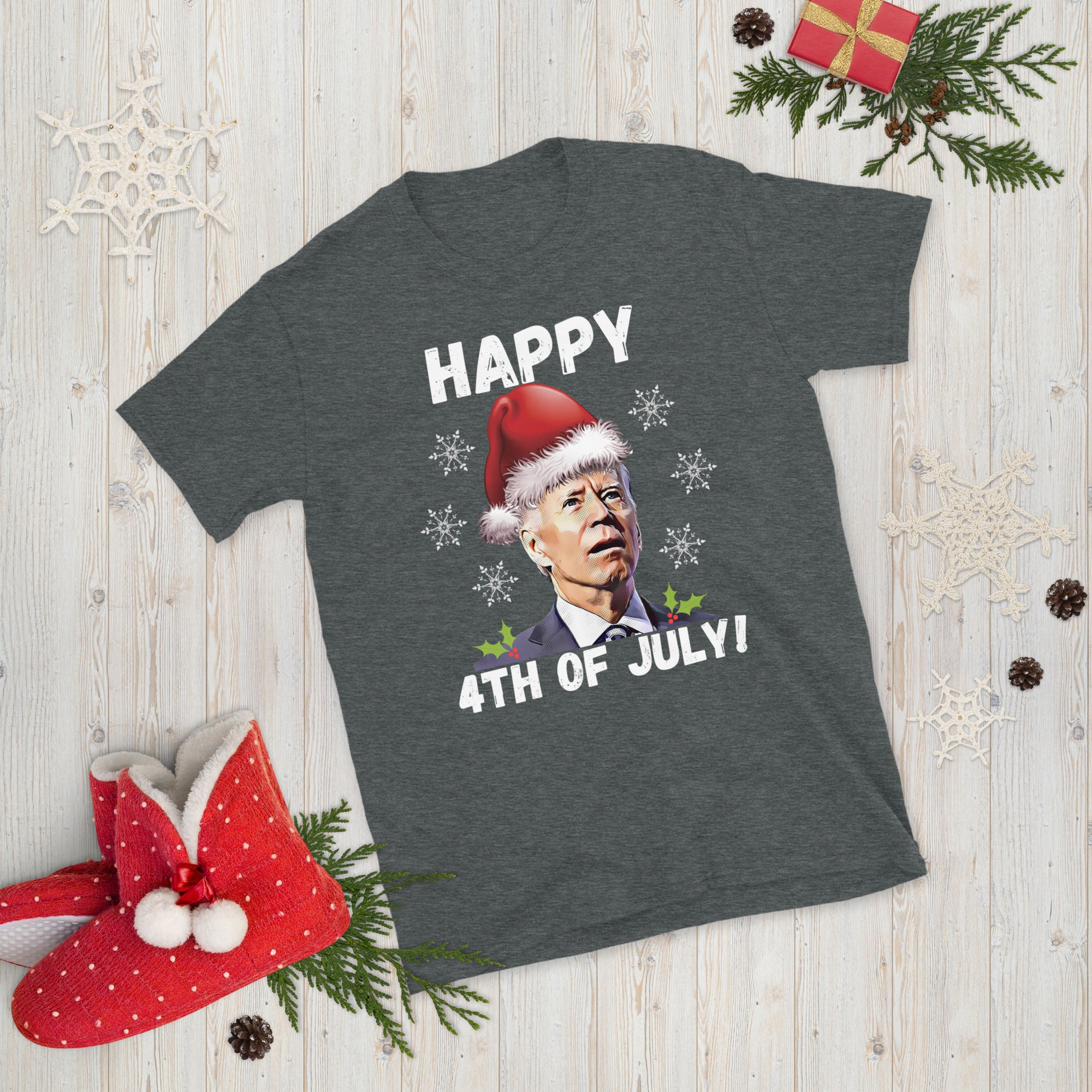 Santa Joe Biden Christmas Shirt, Happy 4th of July Ugly Christmas Sweater T-Shirt, Christmas Biden Shirt, FJB Xmas Gift, Funny Biden Shirt - Madeinsea©