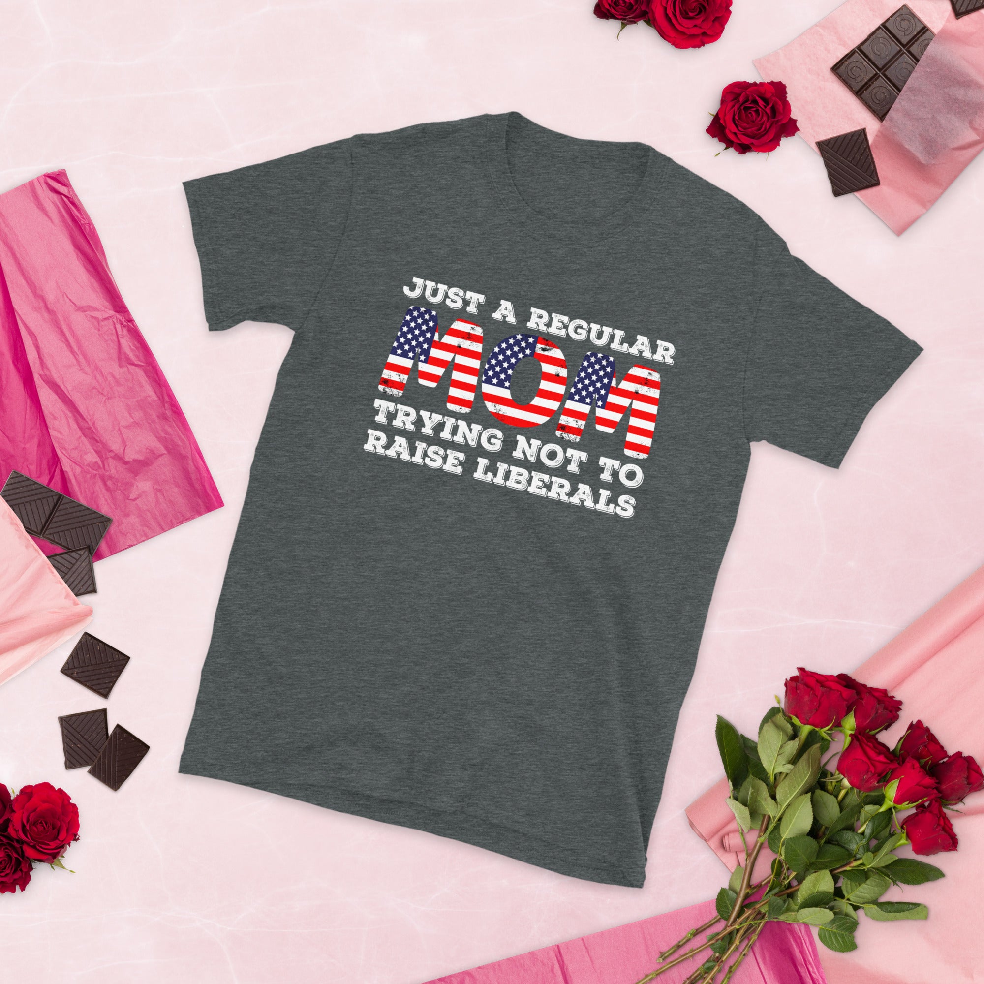 Republican Mom Shirt, Just A Regular Mom Trying Not To Raise Liberals, Patriotic Mom Gifts, Anti Biden Shirt, American Mom Tshirt, USA Flag - Madeinsea©